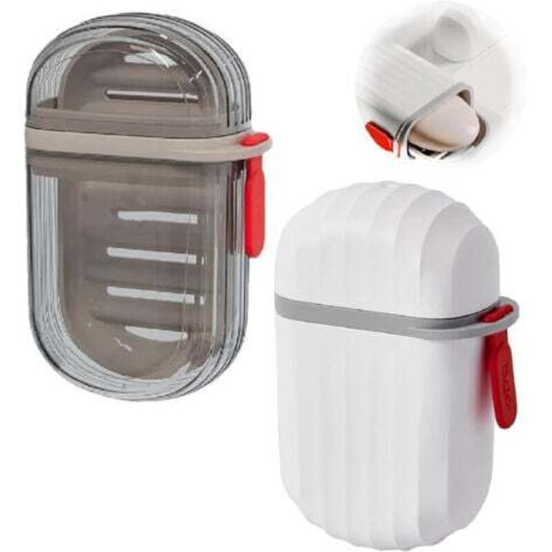 [niemals Verwendet] Reiseseifenbox Mit Deckel, Tragbare Seifenschale, Wasserdichter Seifenhalter Für Badezimmer, Reisen, Camping (grau + Weiß) (2 Stück)