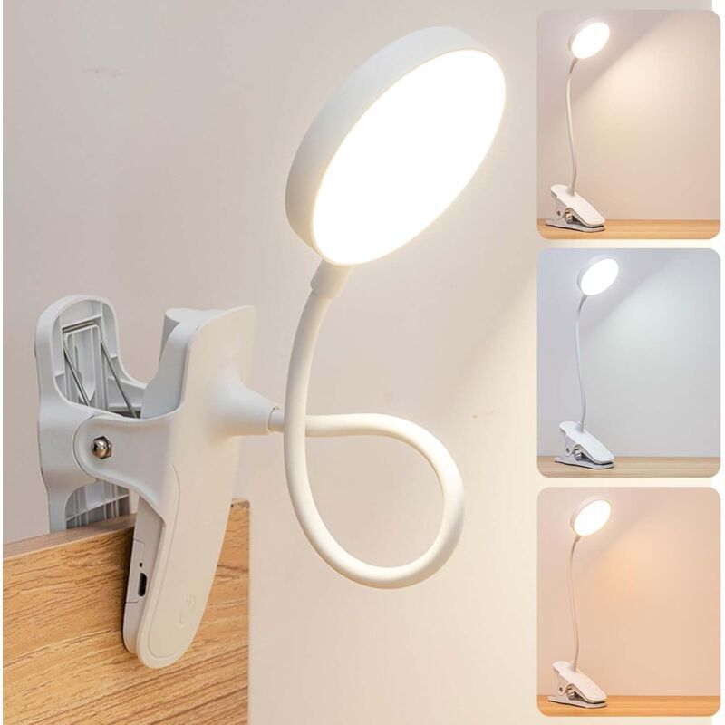 [niemals Verwendet] Led-usb-klemmleuchte Mit Touch-steuerung, 3 Beleuchtungsmodi, Einstellbarer Helligkeit, Schreibtischlampe, Leselampe, Nachttischlampe Mit Klemme, Schutz