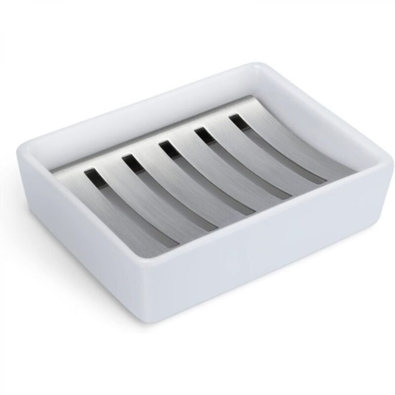[niemals Verwendet] Seifenschale, Keramik-seifenhalter, Edelstahl-seifenbox, Doppelablauf, Kreative Rechteckige Seifenschale, Badezimmer-seifenschale