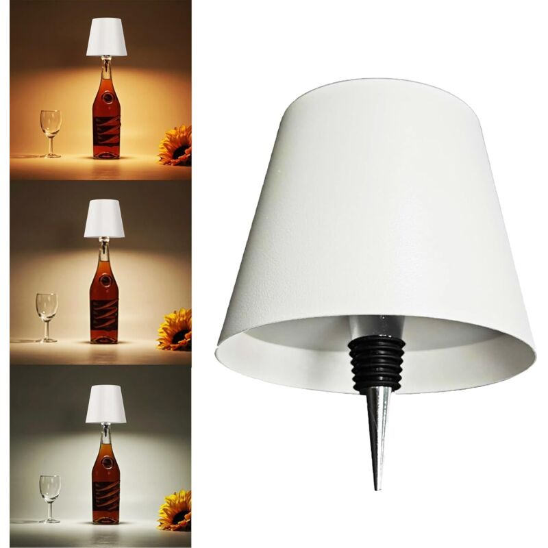 [niemals Verwendet] Led-weinflaschenlampe, Dreifarbiges Kabelloses Touch-nachtlicht, Wiederaufladbar (weiß)