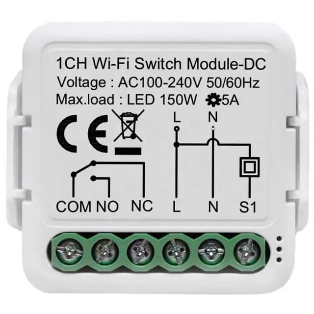 [niemals Verwendet] Tuya App-fähiges Wlan-relais-schaltmodul Mit Potentialfreiem Kontakt, 1 Kanal, Dc 12/24 V, Ac 100–240 V, Kompatibel Mit Alexa Und Google Home