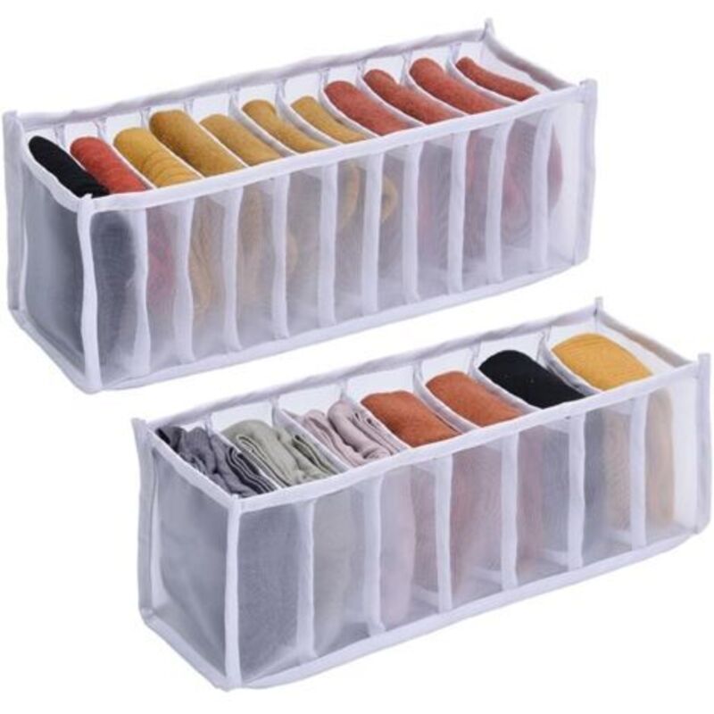 [niemals Verwendet] Faltbarer Schubladenorganizer – 2-teilig, Aufbewahrung Für Unterwäsche, Socken, Unterwäsche, Babykleidung, Krawatten, Weiß