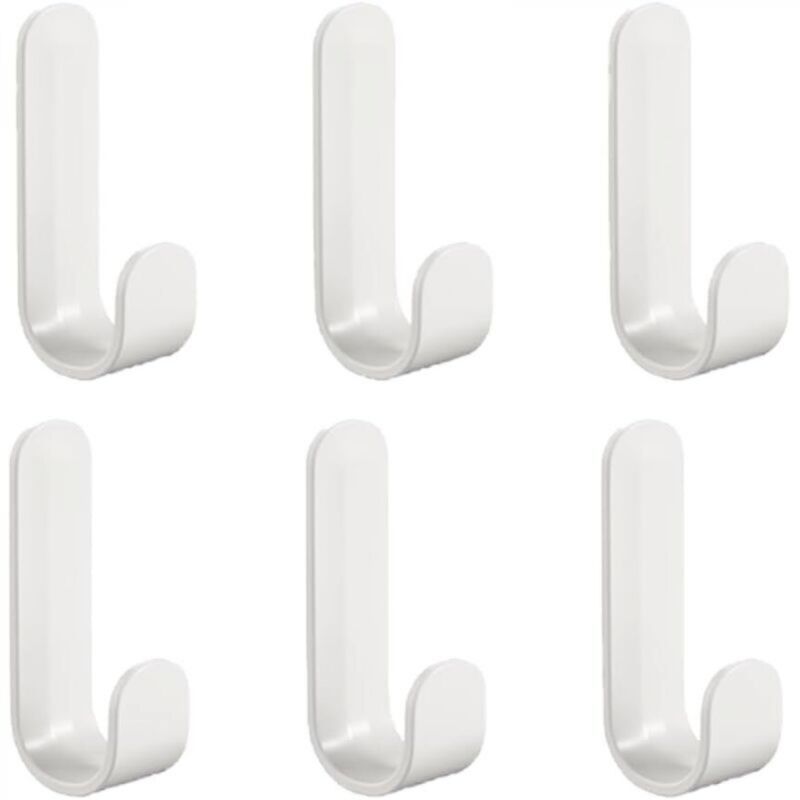 [niemals Verwendet] Selbstklebende Haken, 6 Kunststoffhaken, Selbstklebende Wandhaken, Handtuchhaken, Für Küche, Bad, Wohnzimmer, Weiß