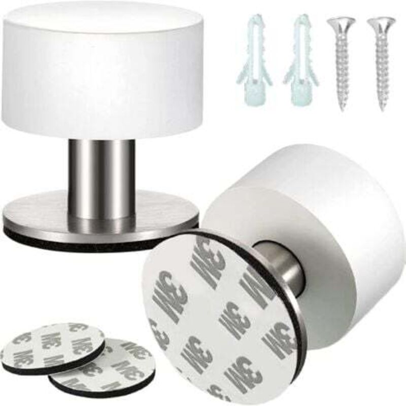 [niemals Verwendet] 2-teiliger Türstopper, Türstopper Aus Edelstahl, 1,57 X 1,65 Zoll, Doppelfunktion-türstopper Mit Schalldämpfer (weiß)