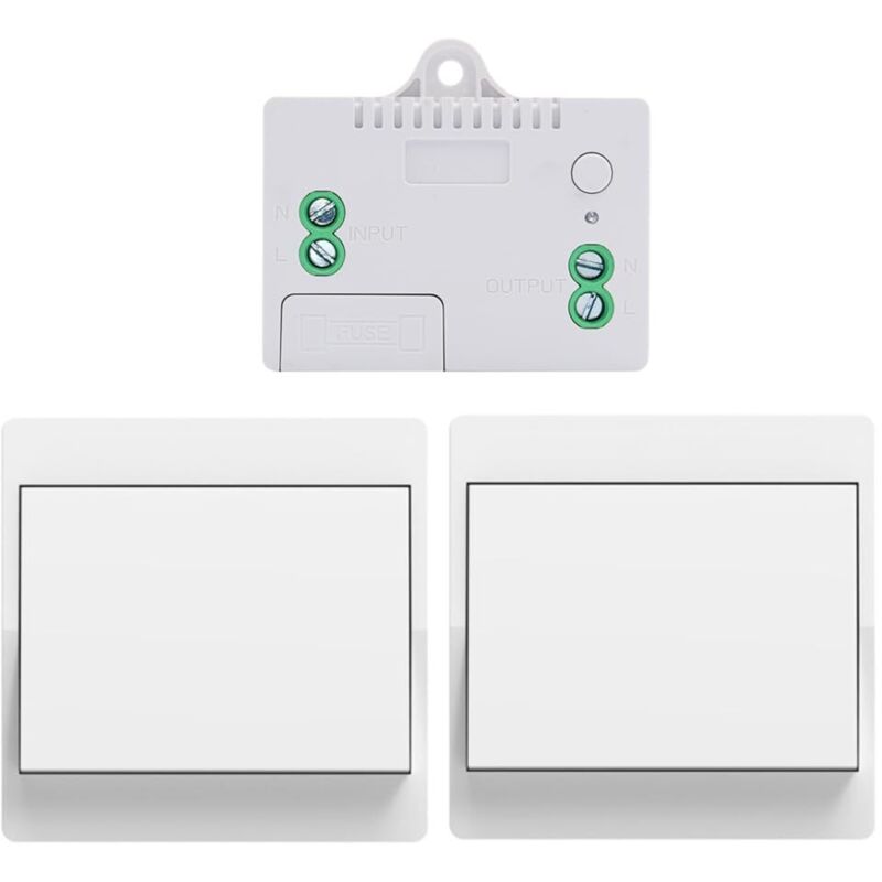 [niemals Verwendet] Rf433 Funkschalter, Autarker Wandschalter, Batterielos, Keine Verkabelung, Wandpanel-sender (1 Empfänger + 2 Schalter)