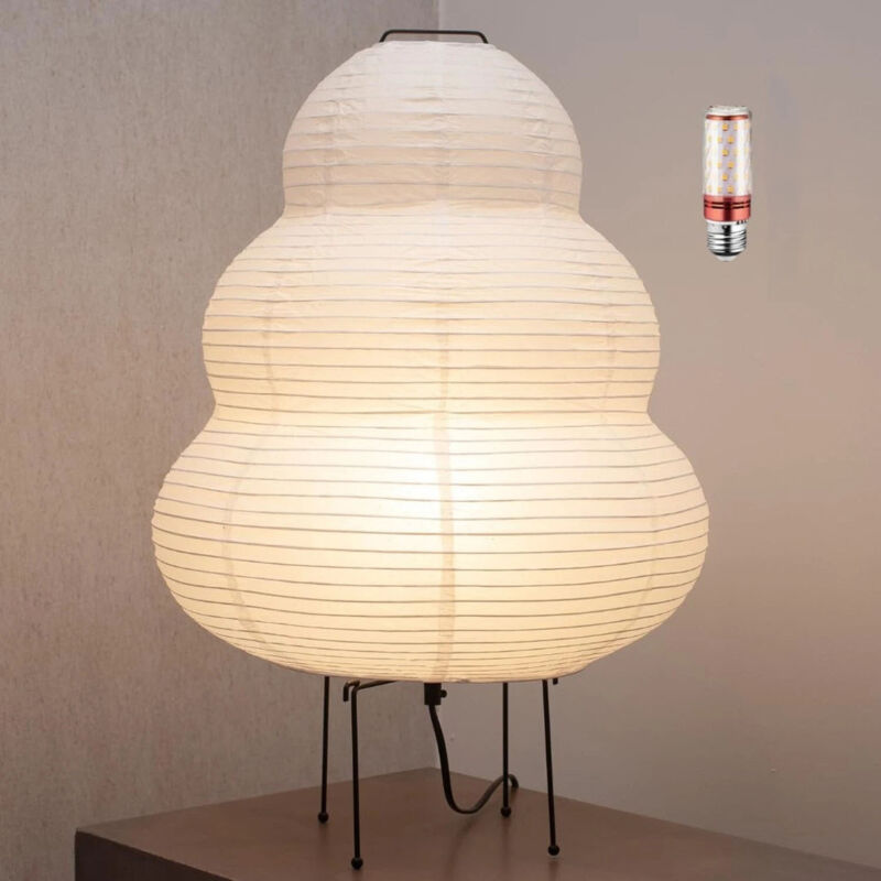 [niemals Verwendet] Dimmbare Japanische Reispapierlaterne, Stehlampe, Tischlampe 3000-6000k, Stufenlose Helligkeitsregelung, Eu-stecker