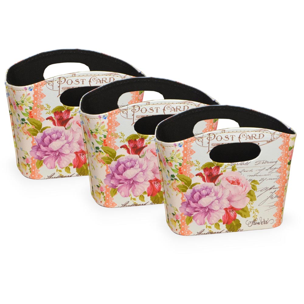 Blumenhandtaschen Mit Griffen Im Blumenmuster, 3er-set, 19,5 X 8,5 X 15,5 Cm (höhe)