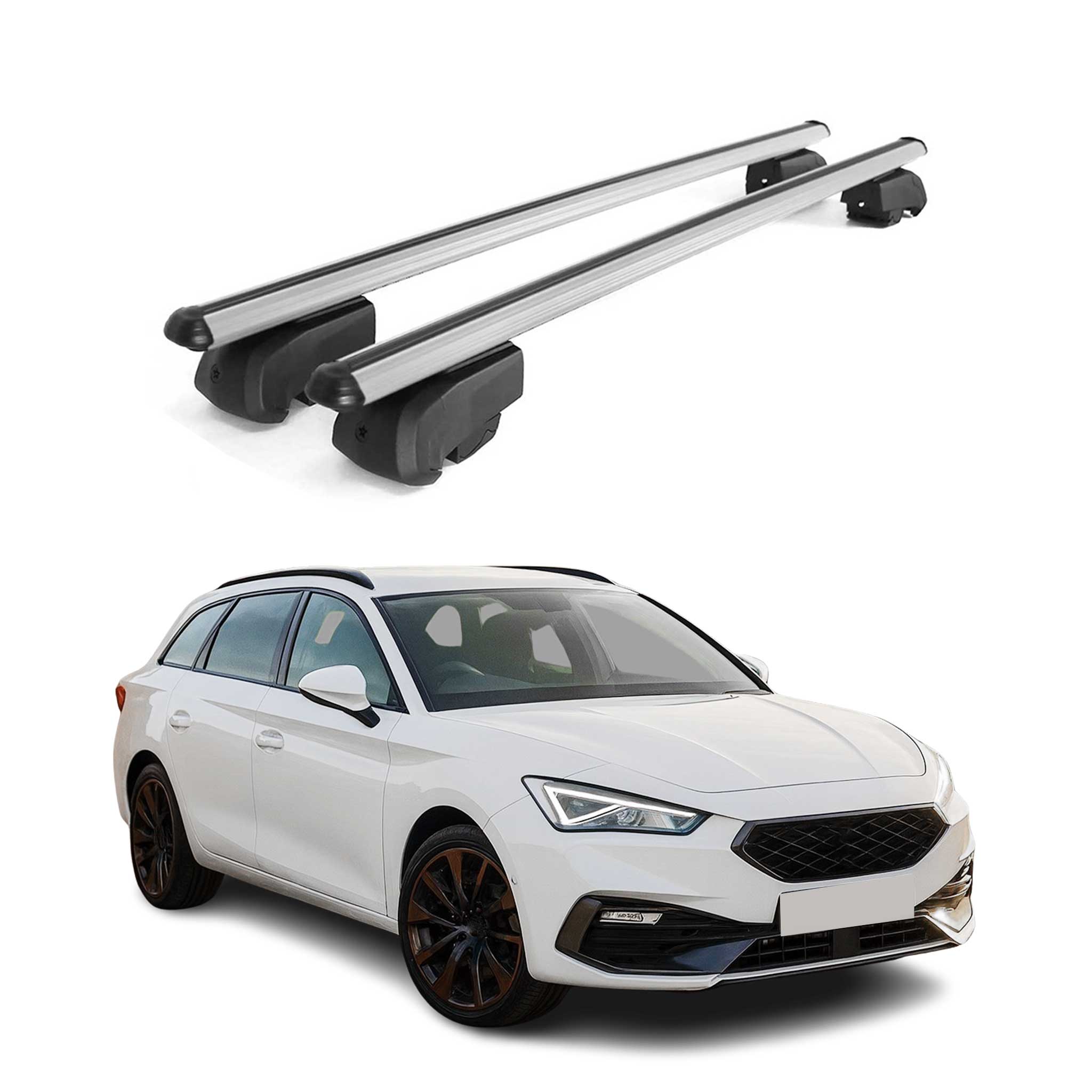 Omac Aluminium Dachträger Querträger Für Cupra Leon Sportstourer 2020-2026 – City Crash – Iso/pas 11154:2006 – Abschließbar – Max. 75 Kg – 2 Stangen Silber