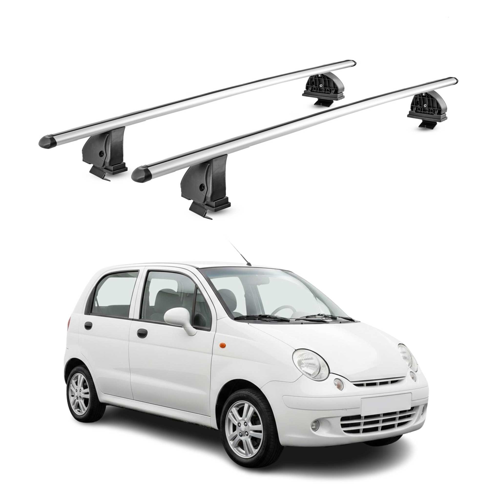 Omac Aluminium Dachträger Querträger Für Chevrolet Matiz I 1998-2005 – Tüv / Din 75302:2019 – Abschließbar – T-nut – Max. 75 Kg – 2 Stangen – Silber
