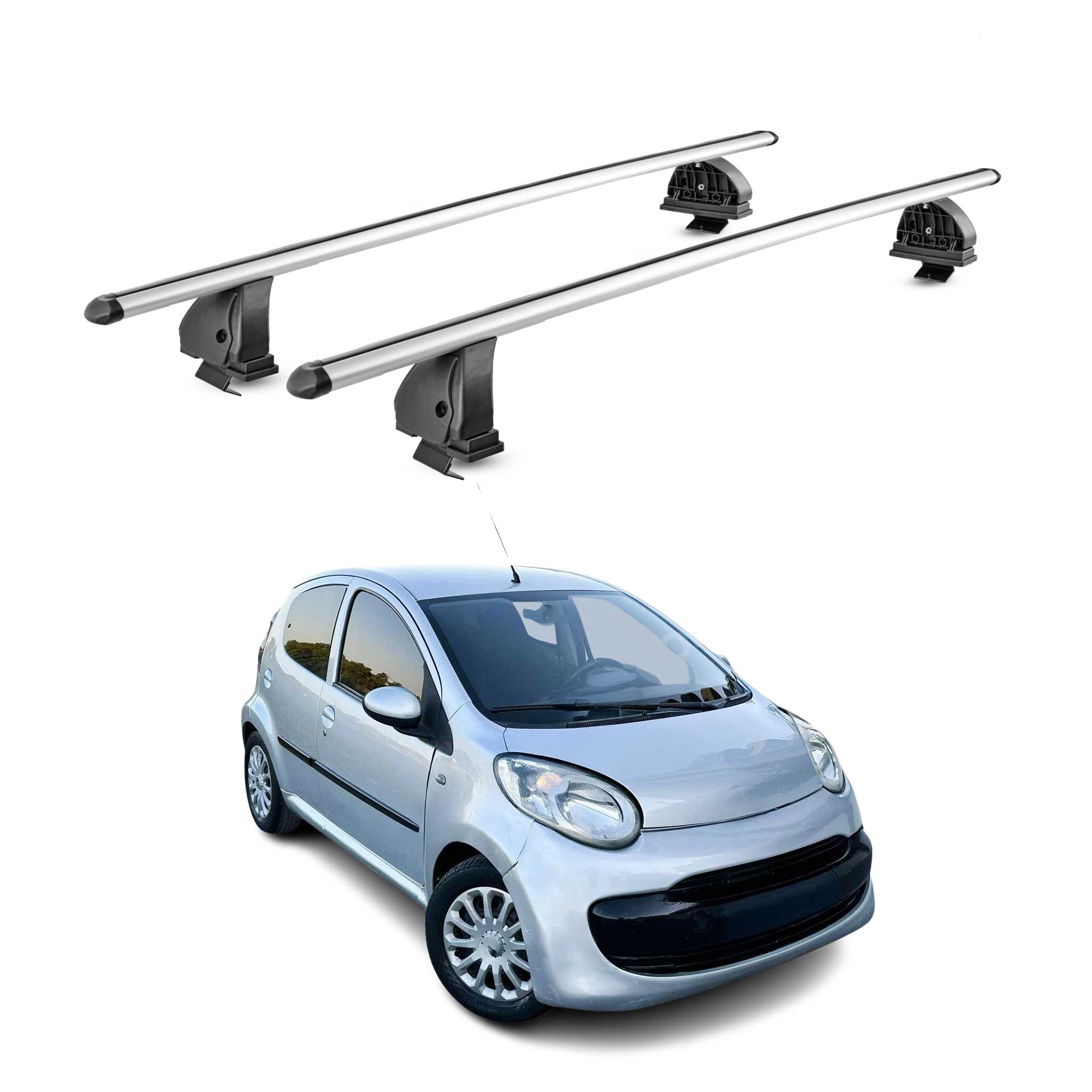 Omac Aluminium Dachträger Querträger Für Citroen C1 I 2005-2014 – Tüv / Din 75302:2019 – Abschließbar – T-nut – Max. 75 Kg – 2 Stangen – Silber