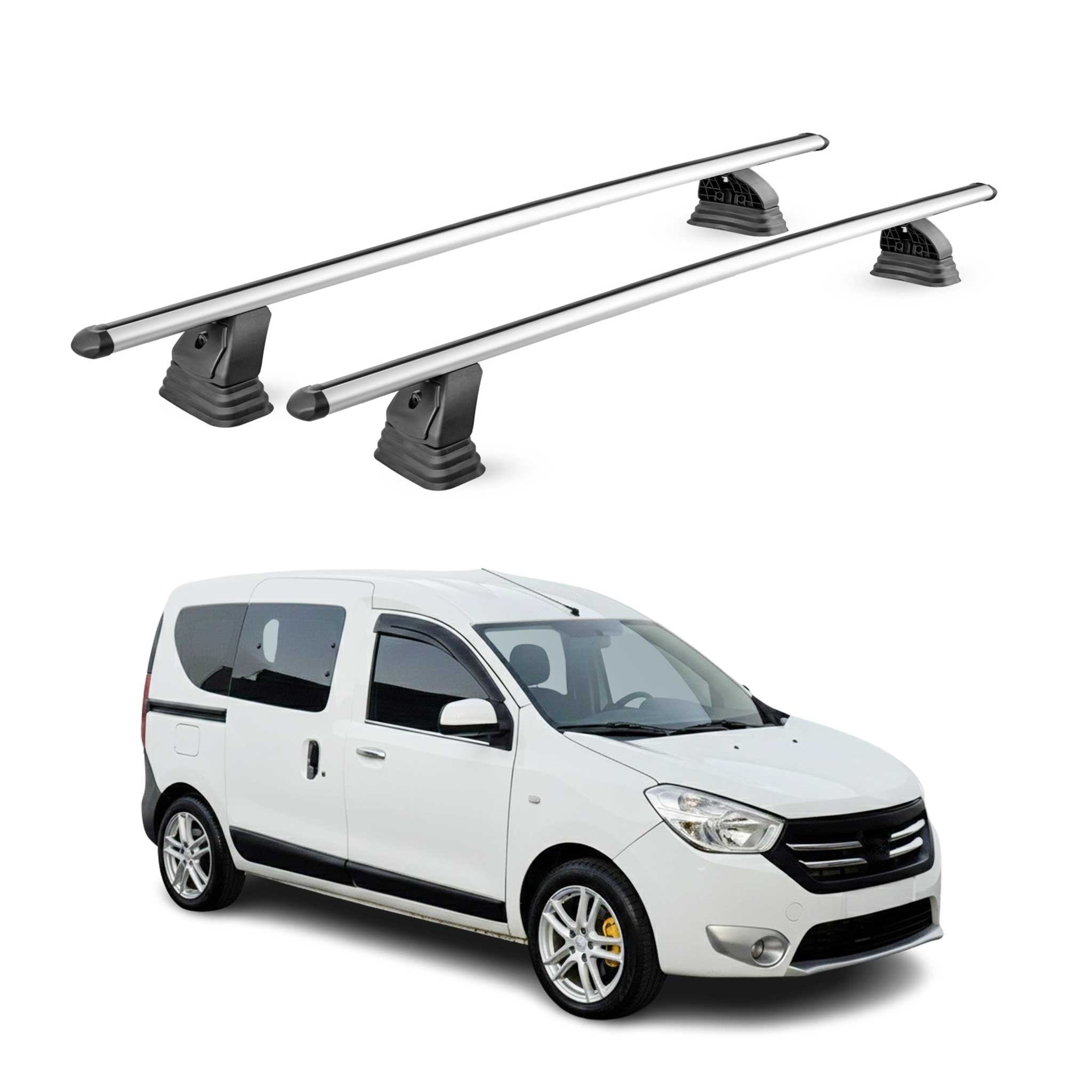 Omac Aluminium Dachträger Querträger Für Dacia Dokker 2012-2021 – Tüv / Din 75302:2019 – Abschließbar – T-nut – Max. 75 Kg – 2 Stangen – Silber