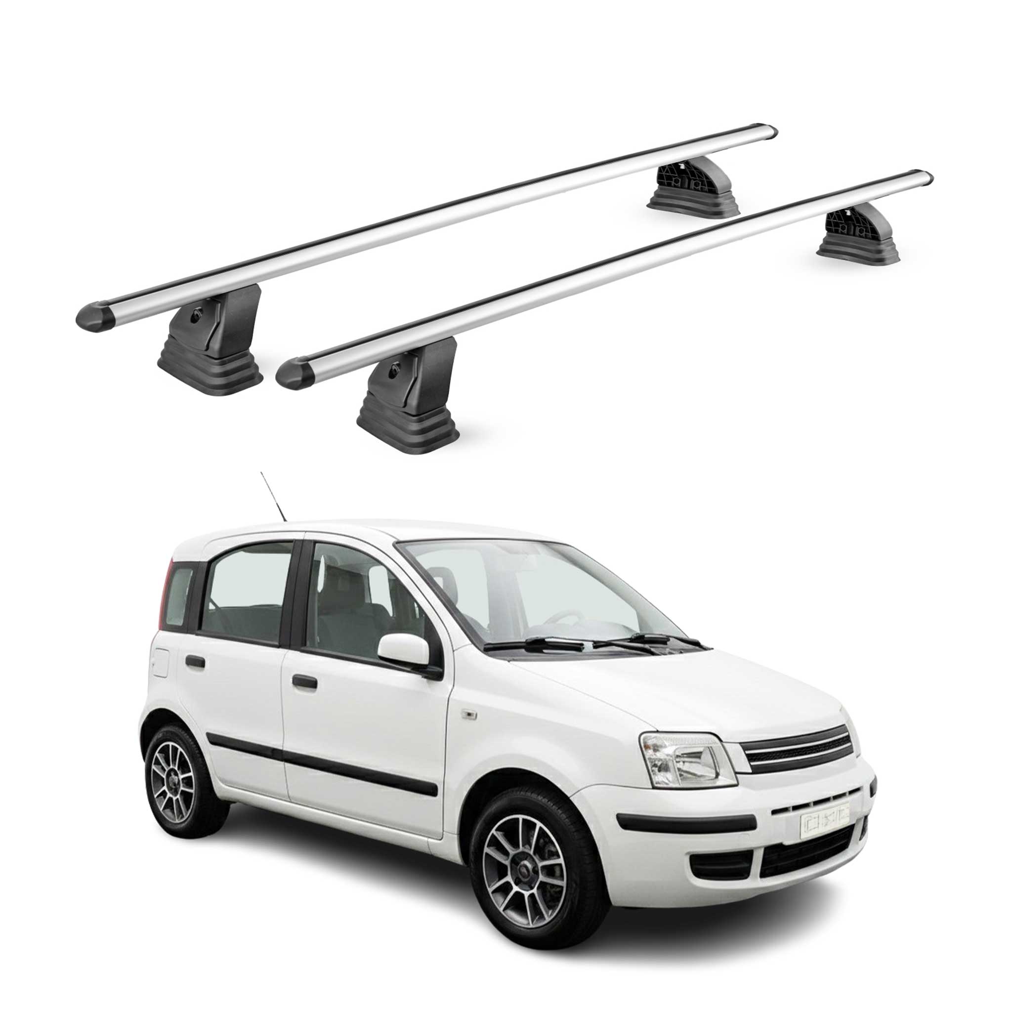 Omac Aluminium Dachträger Querträger Für Fiat Panda Ii 2003-2012 – Tüv / Din 75302:2019 – Abschließbar – T-nut – Max. 75 Kg – 2 Stangen – Silber