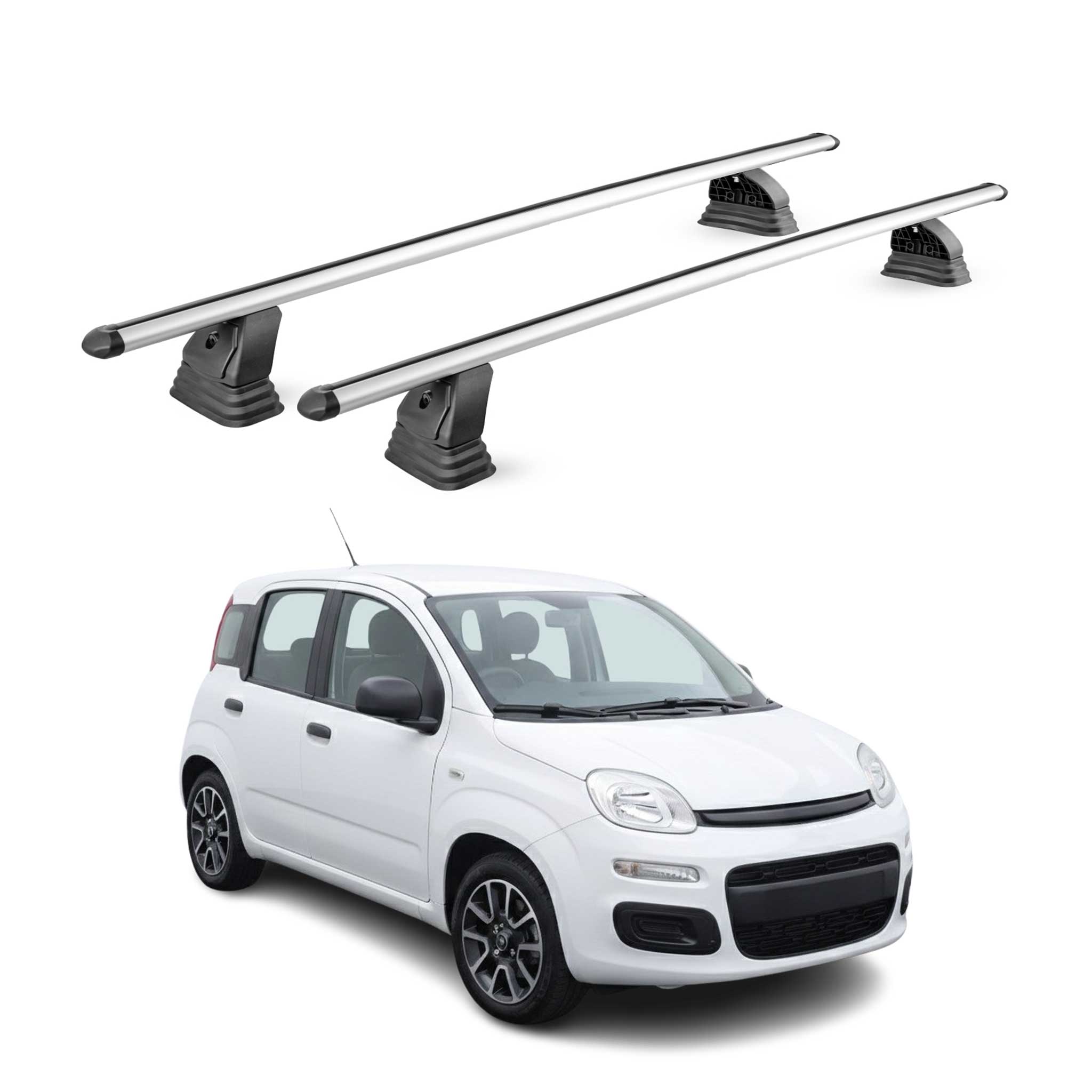 Omac Aluminium Dachträger Querträger Für Fiat Panda Iii 2012-2026 – Tüv / Din 75302:2019 – Abschließbar – T-nut – Max. 75 Kg – 2 Stangen – Silber
