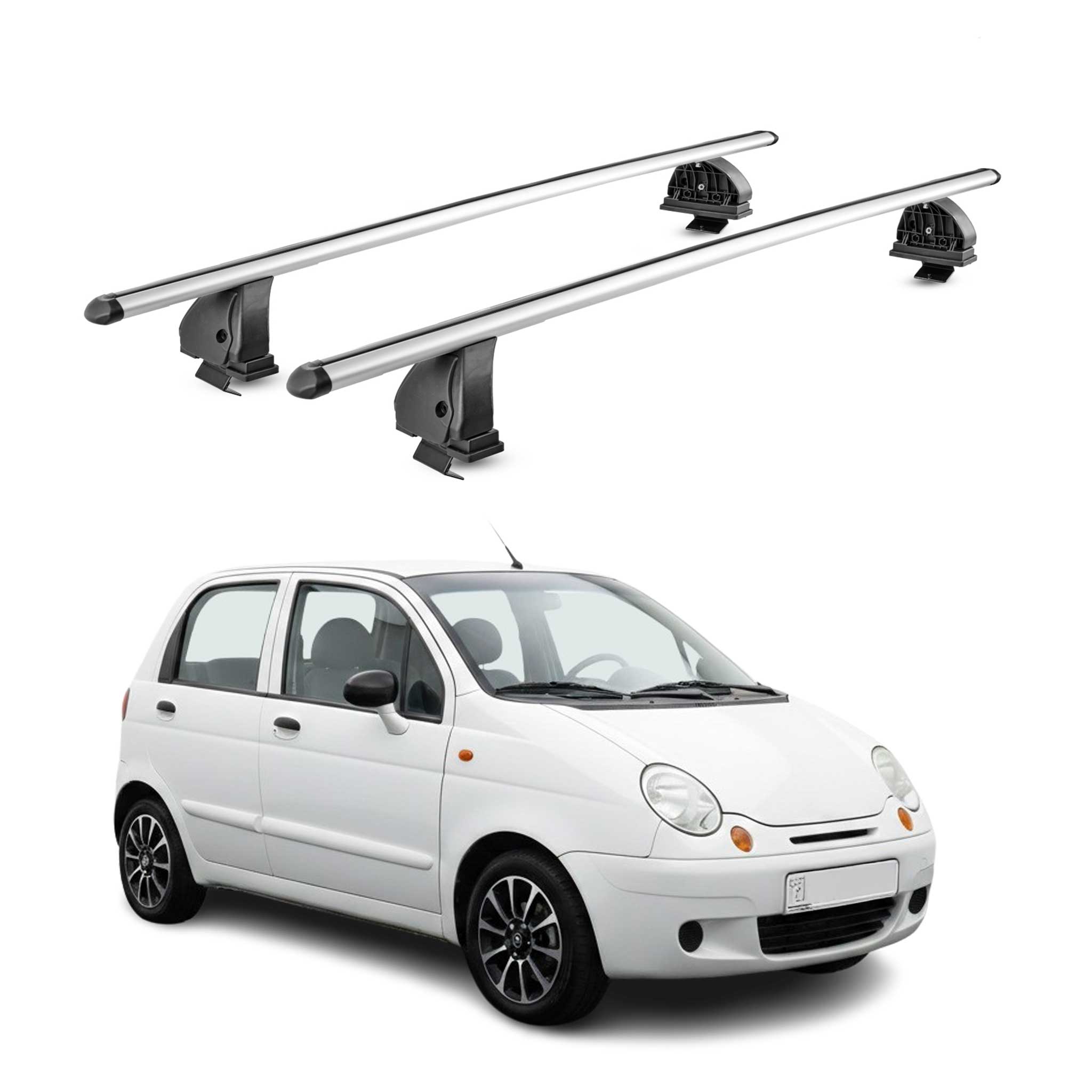 Omac Aluminium Dachträger Querträger Für Daewoo Matiz I 1998-2005 – Tüv / Din 75302:2019 – Abschließbar – T-nut – Max. 75 Kg – 2 Stangen – Silber