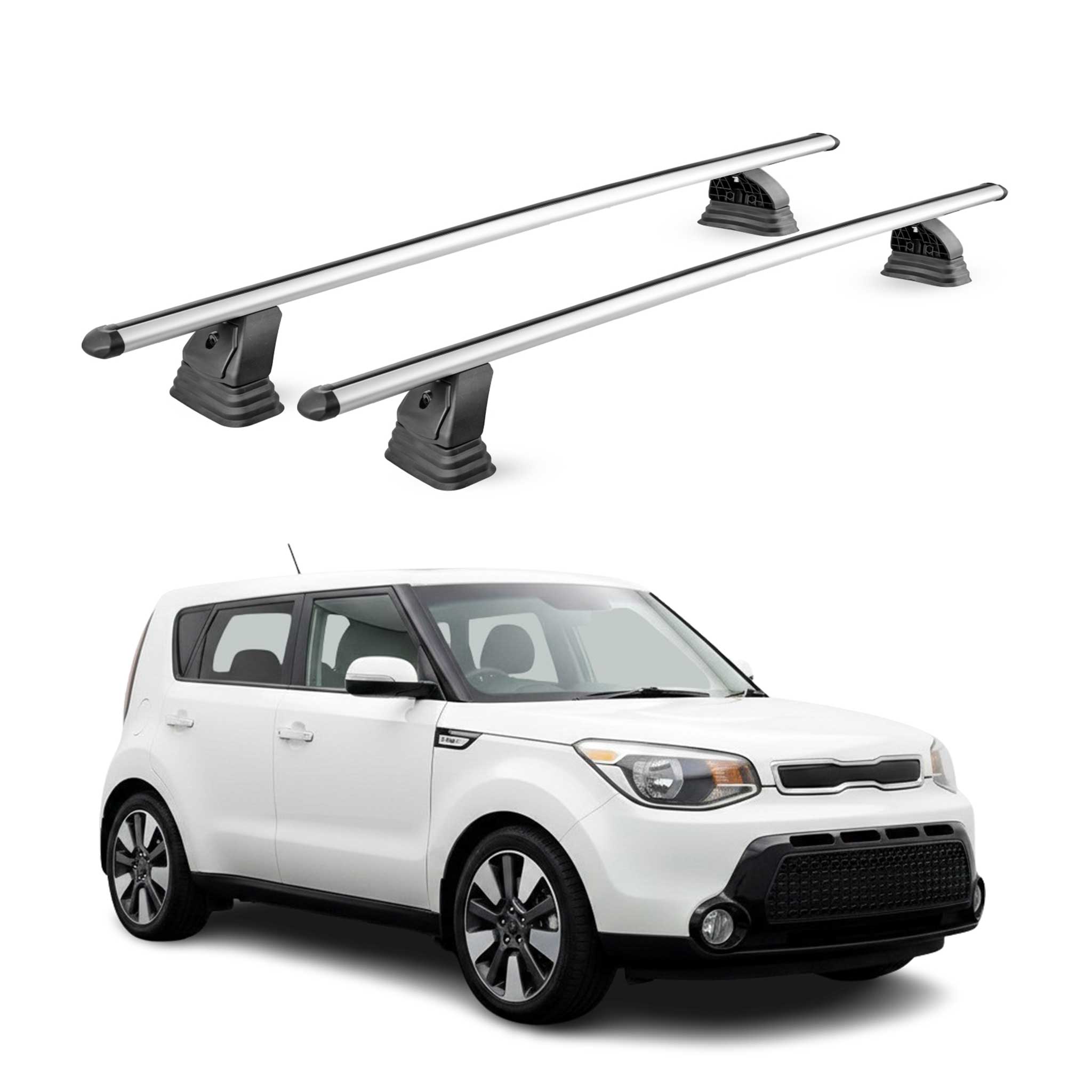 Omac Aluminium Dachträger Querträger Für Kia Soul Ii 2014-2019 – Tüv / Din 75302:2019 – Abschließbar – T-nut – Max. 75 Kg – 2 Stangen – Silber