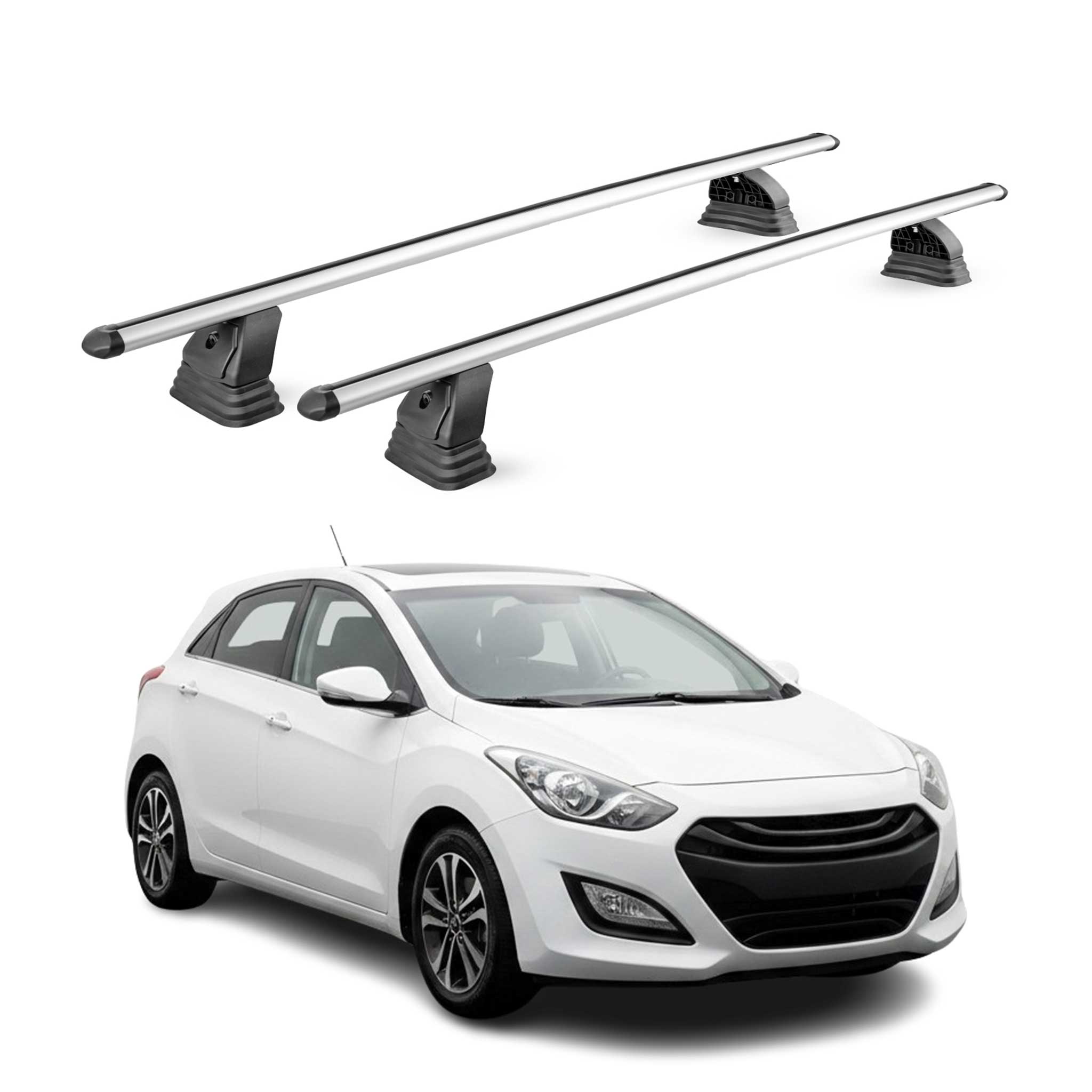 Omac Aluminium Dachträger Querträger Für Hyundai I30 Ii 2012-2016 – Tüv / Din 75302:2019 – Abschließbar – T-nut – Max. 75 Kg – 2 Stangen – Silber