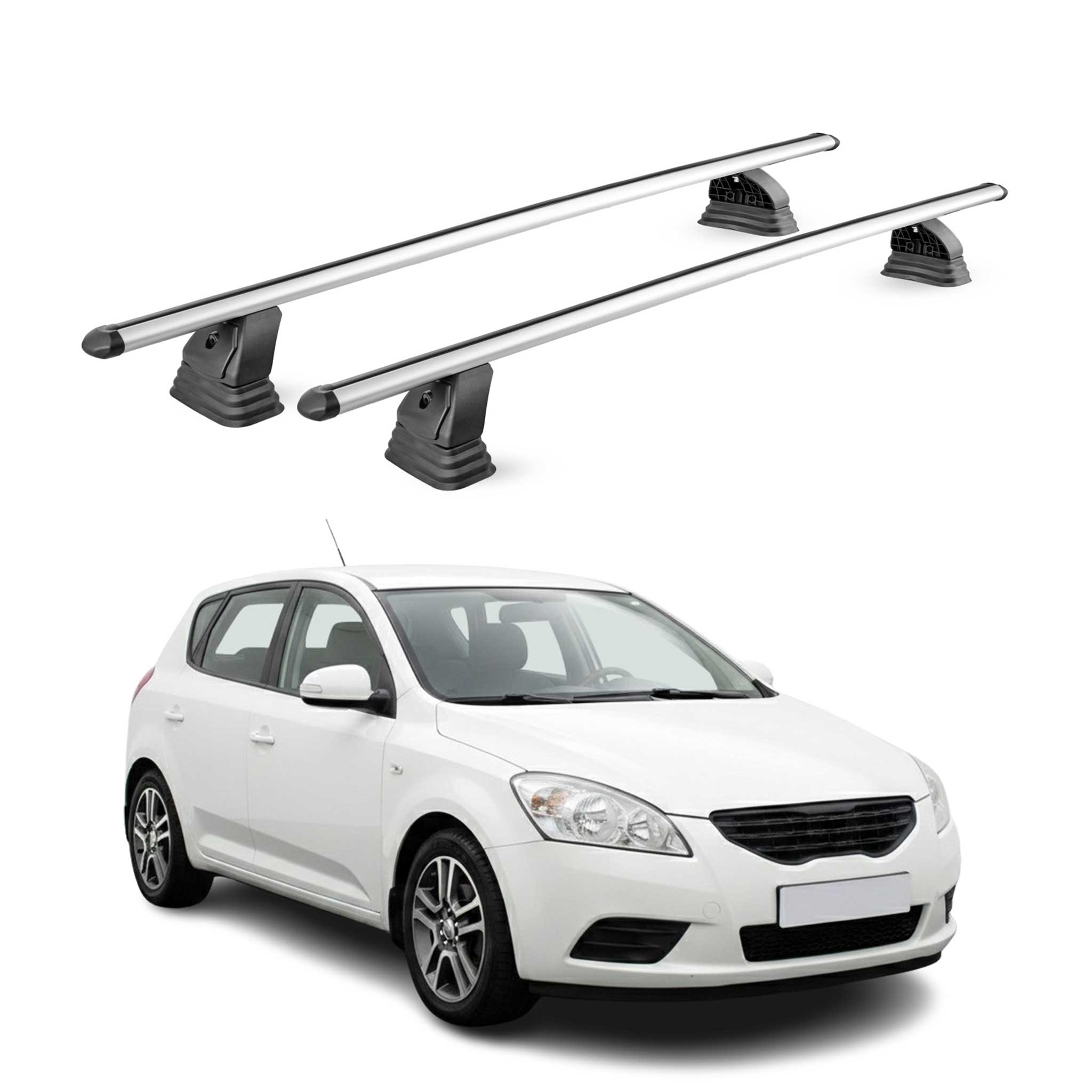 Omac Aluminium Dachträger Querträger Für Kia Cee'd I 2006-2012 – Tüv / Din 75302:2019 – Abschließbar – T-nut – Max. 75 Kg – 2 Stangen – Silber