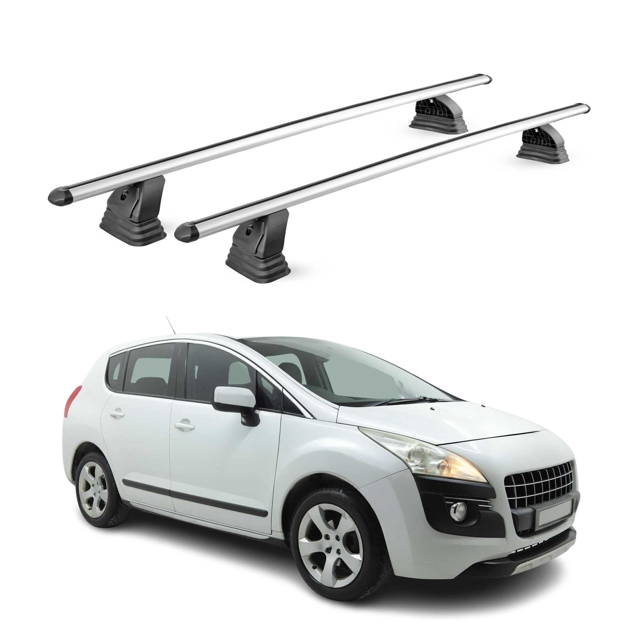 Omac Aluminium Dachträger Querträger Für Peugeot 3008 I 2009-2016 – Tüv / Din 75302:2019 – Abschließbar – T-nut – Max. 75 Kg – 2 Stangen – Silber