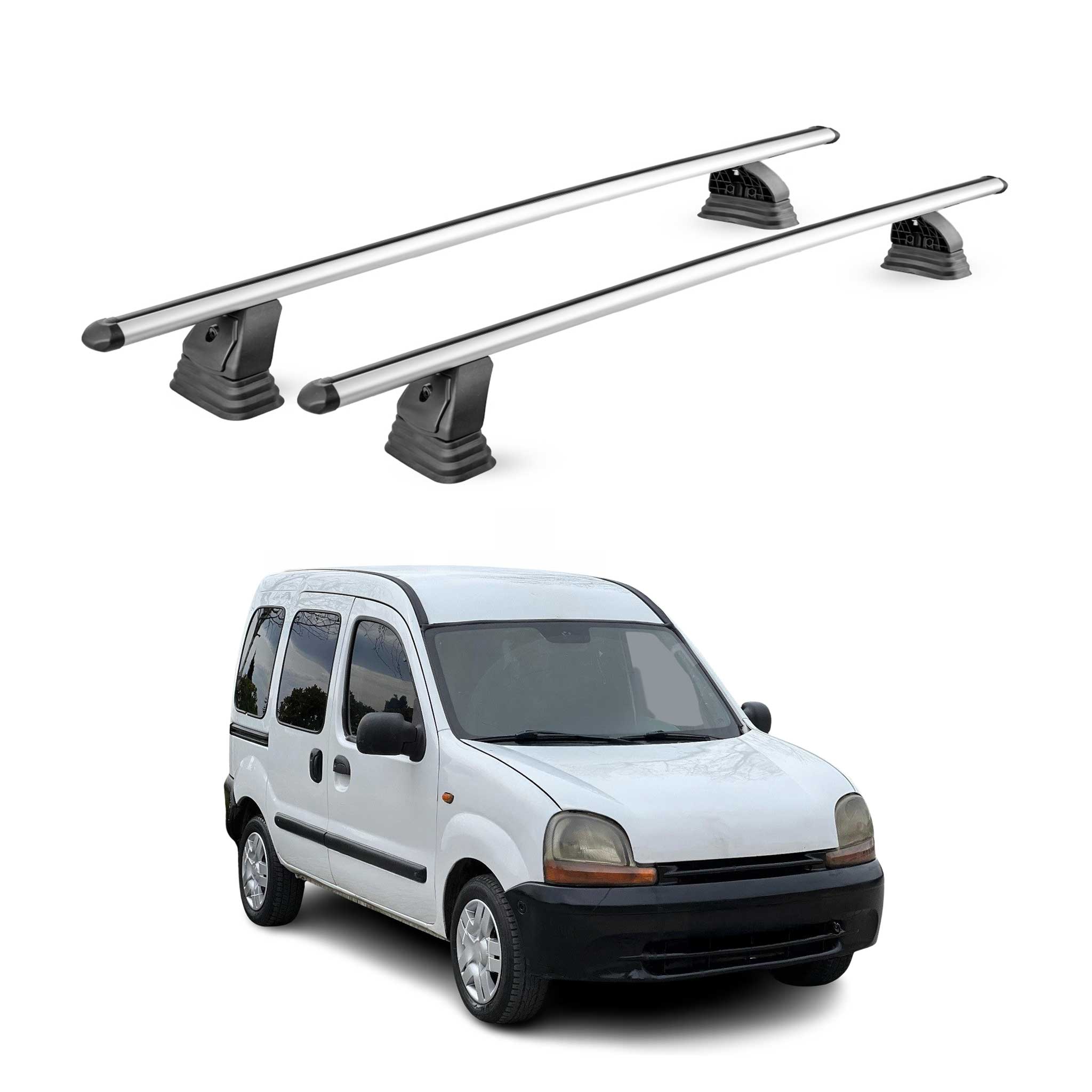 Omac Aluminium Dachträger Querträger Für Renault Kangoo I 1997-2007 – Tüv / Din 75302:2019 – Abschließbar – T-nut – Max. 75 Kg – 2 Stangen – Silber