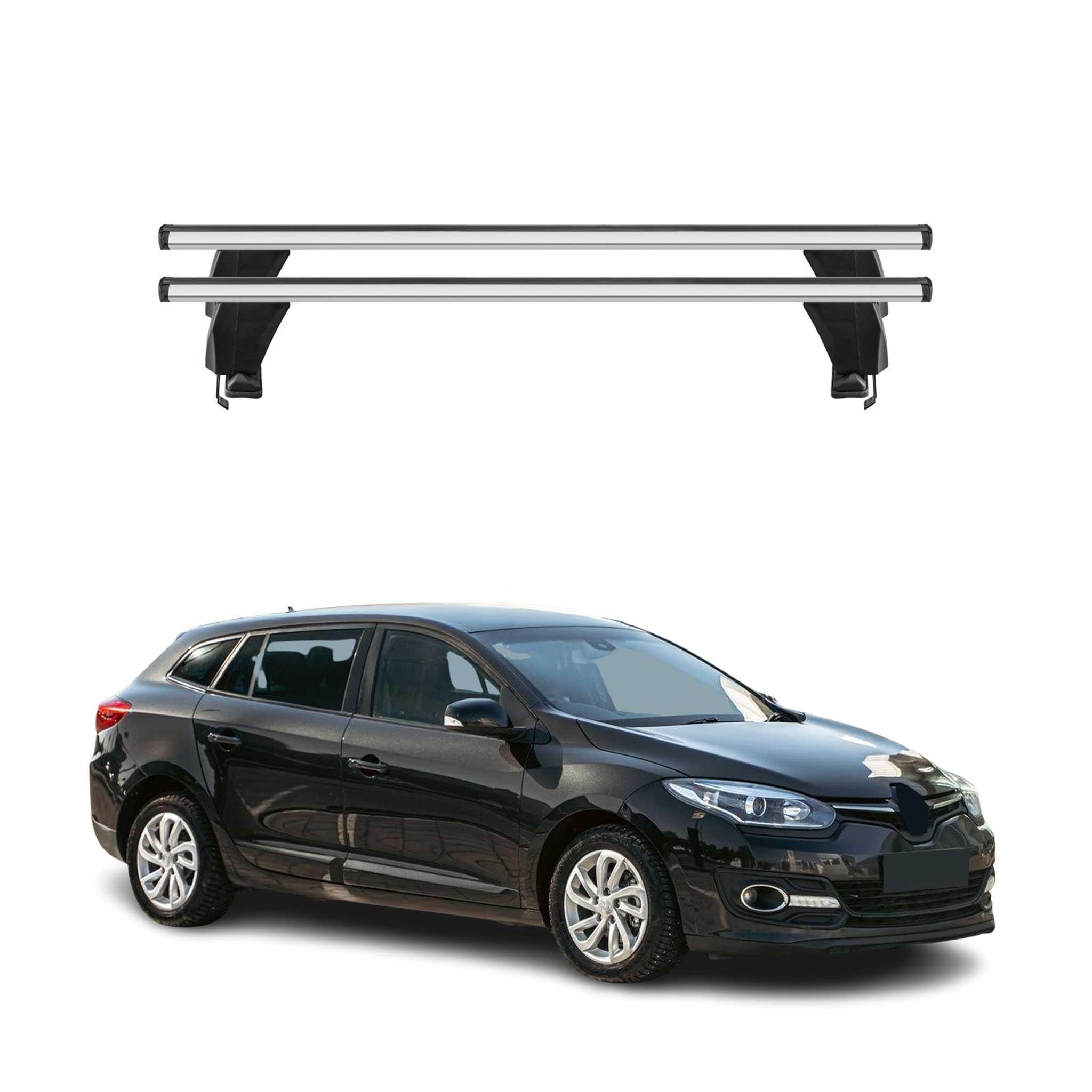 Omac Dachträger Querträger Alu Für Renault Megane Iii Sportour 2009-2016 – Abschließbar – T-nut – City-crash-getestet – Max. 50 Kg Silber