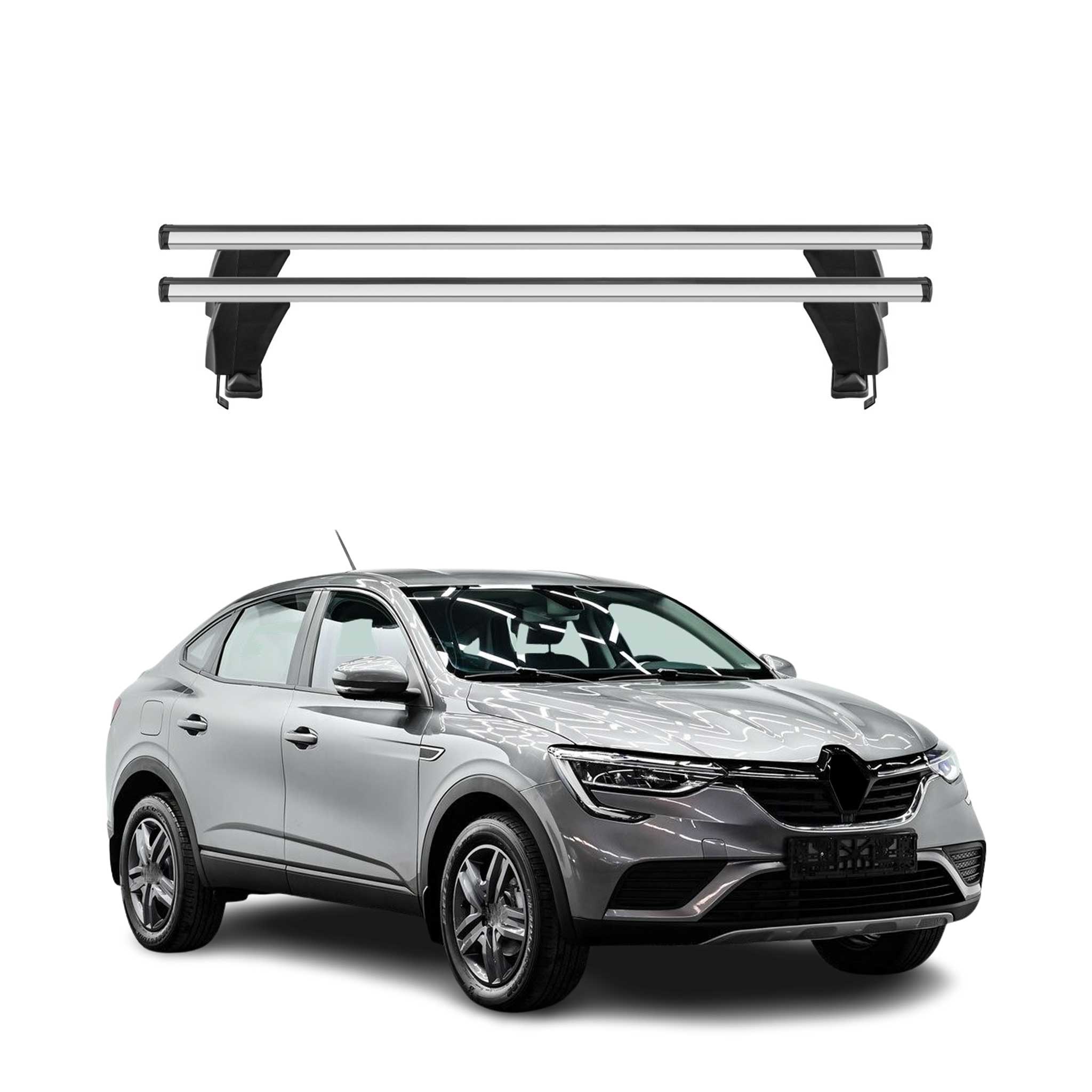 Omac Dachträger Querträger Alu Für Renault Arkana 2019-2026 – Abschließbar – T-nut – City-crash-getestet – Max. 50 Kg Silber