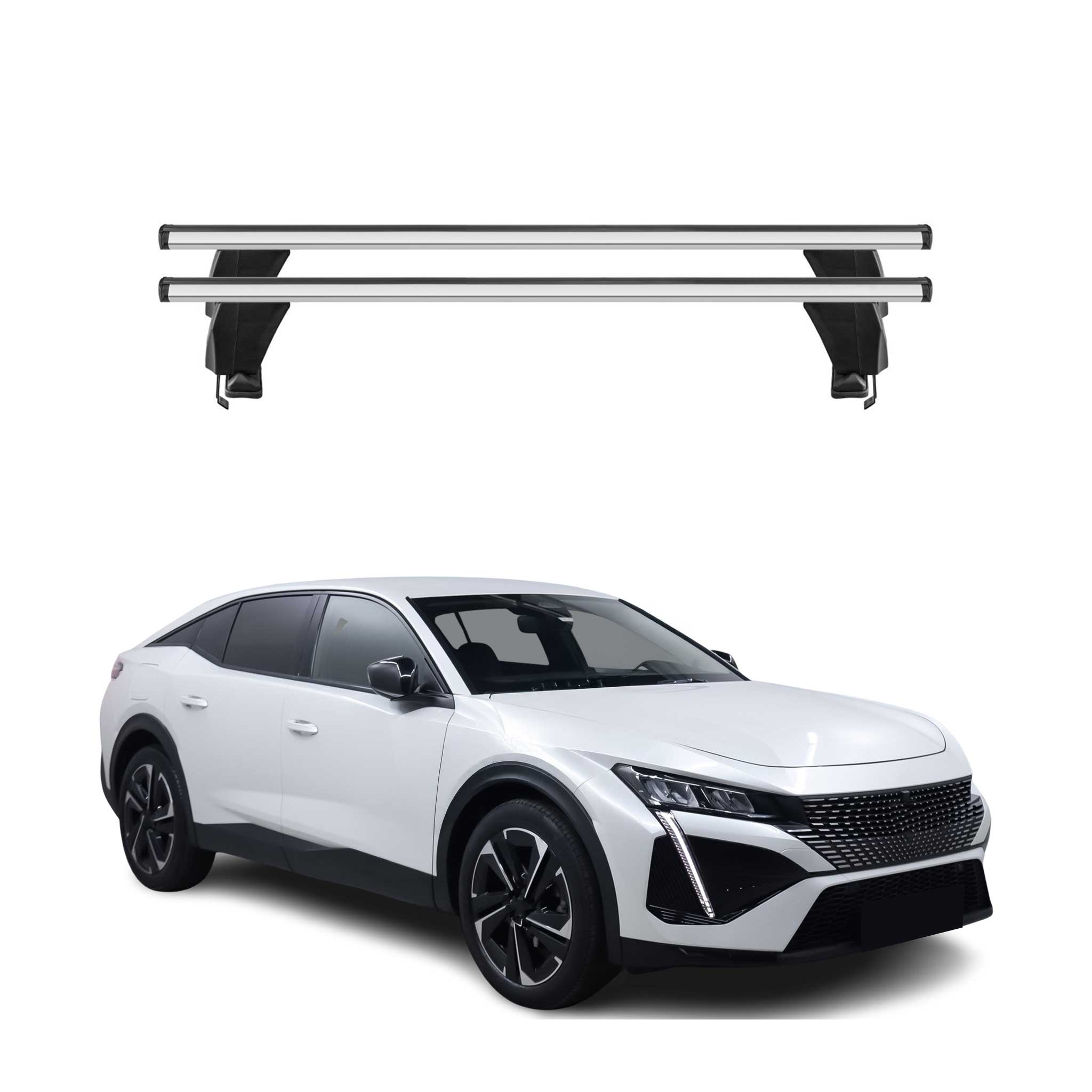 Omac Dachträger Querträger Alu Für Peugeot 408 2022-2026 – Abschließbar – T-nut – City-crash-getestet – Max. 50 Kg Silber