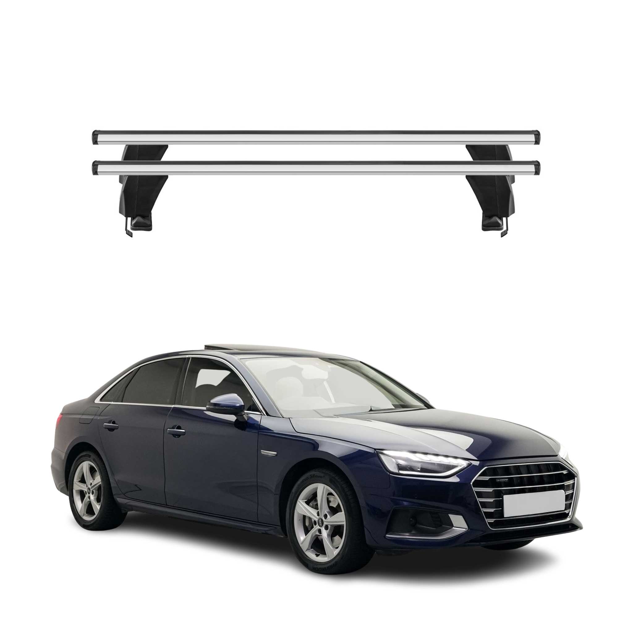 Omac Dachträger Querträger Alu Für Audi A4 B9 Limo 2020-2025 Fl – Abschließbar – T-nut – City-crash-getestet – Max. 50 Kg Silber