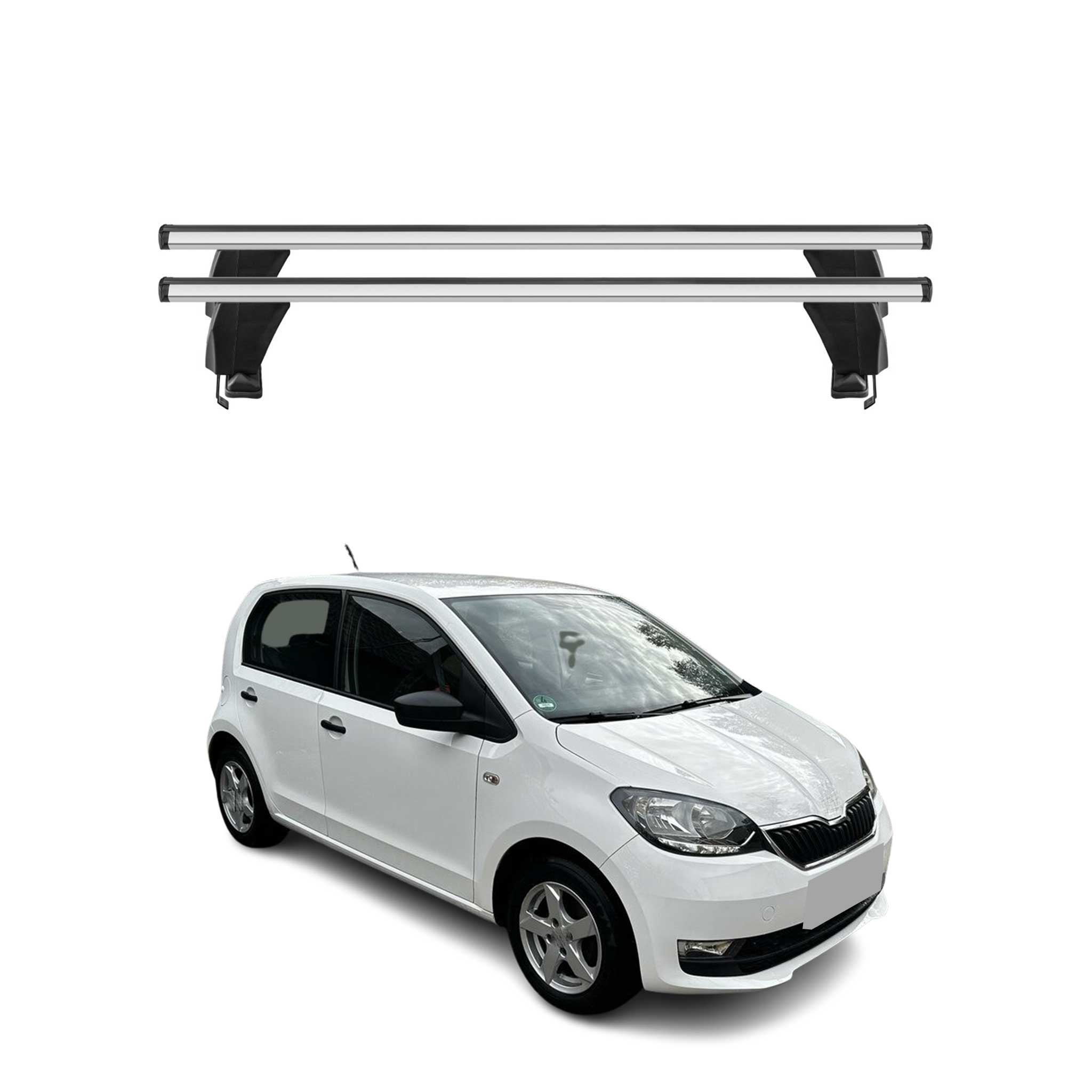 Omac Dachträger Querträger Alu Für Skoda Citigo 2011-2020 5tür – Abschließbar – T-nut – City-crash-getestet – Max. 50 Kg Silber