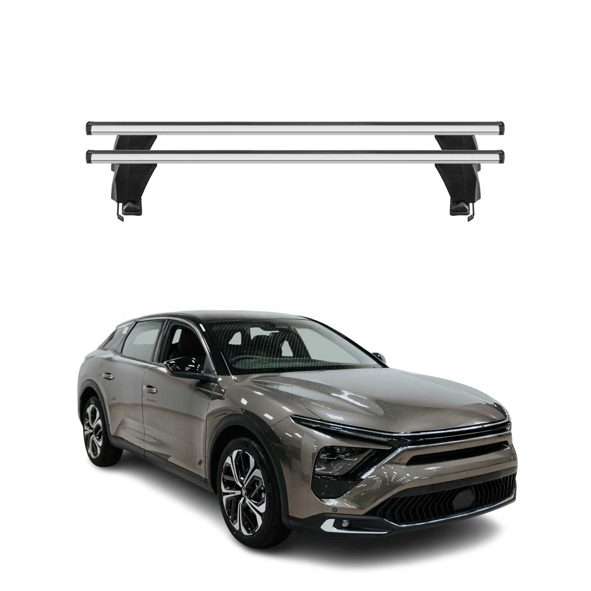Omac Dachträger Querträger Alu Für Citroen C5 X 2022-2026 – Abschließbar – T-nut – City-crash-getestet – Max. 50 Kg Silber