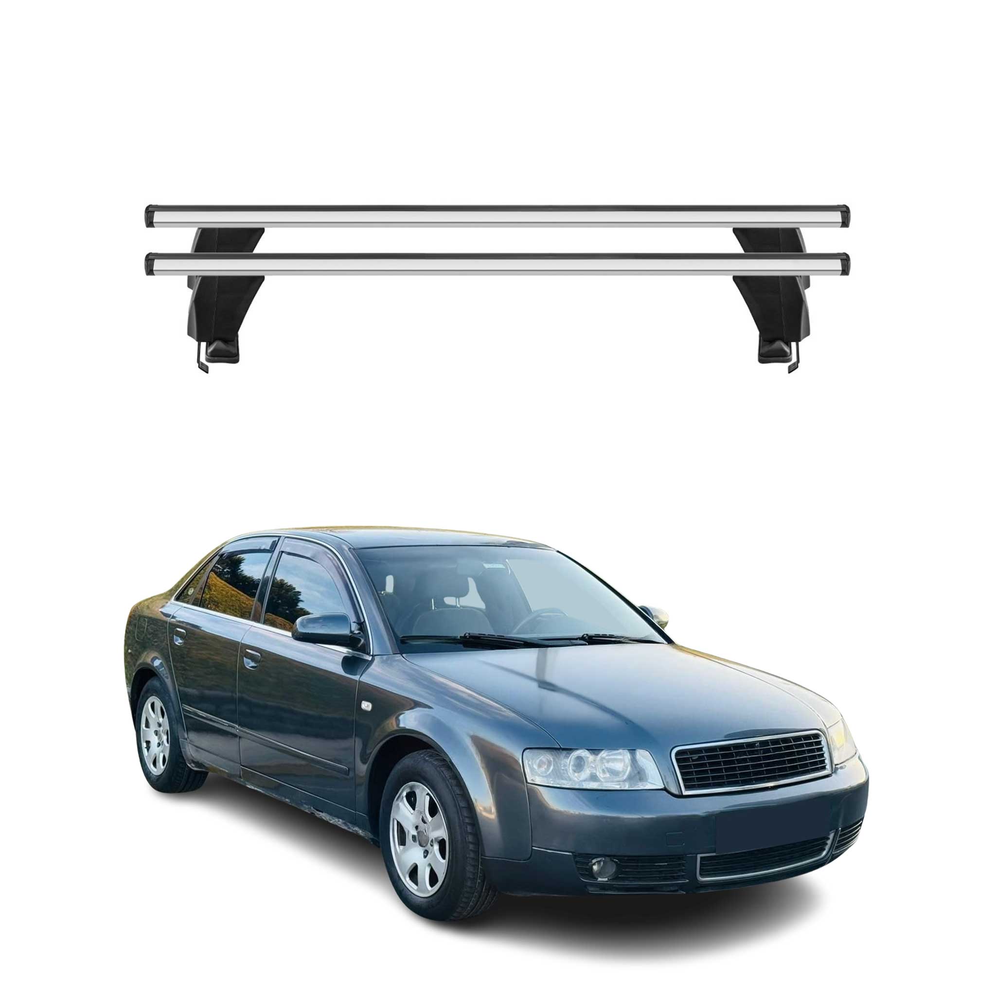 Omac Dachträger Querträger Alu Für Audi A4 B6 Limo 2001-2004 – Abschließbar – T-nut – City-crash-getestet – Max. 50 Kg Silber