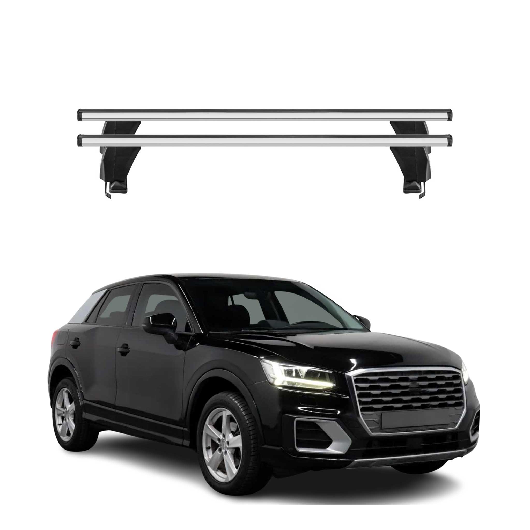 Omac Dachträger Querträger Alu Für Audi Q2 2017-2026 – Abschließbar – T-nut – City-crash-getestet – Max. 50 Kg Silber