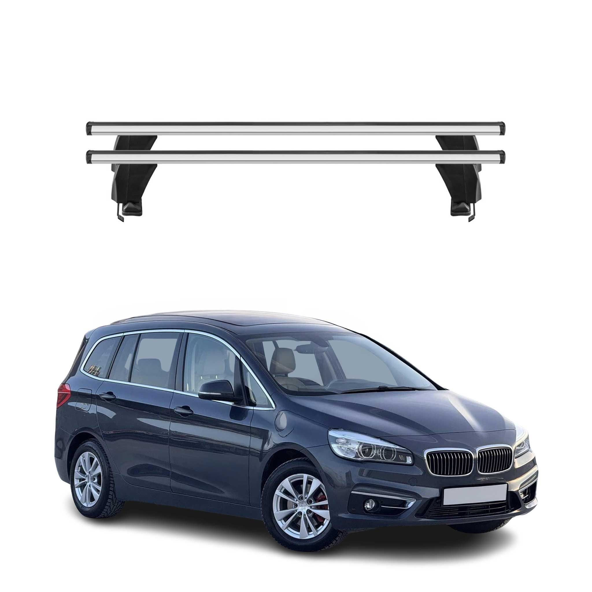 Omac Dachträger Querträger Alu Für Bmw 2er Gran Tourer F46 2014-2021 – Abschließbar – T-nut – City-crash-getestet – Max. 50 Kg Silber