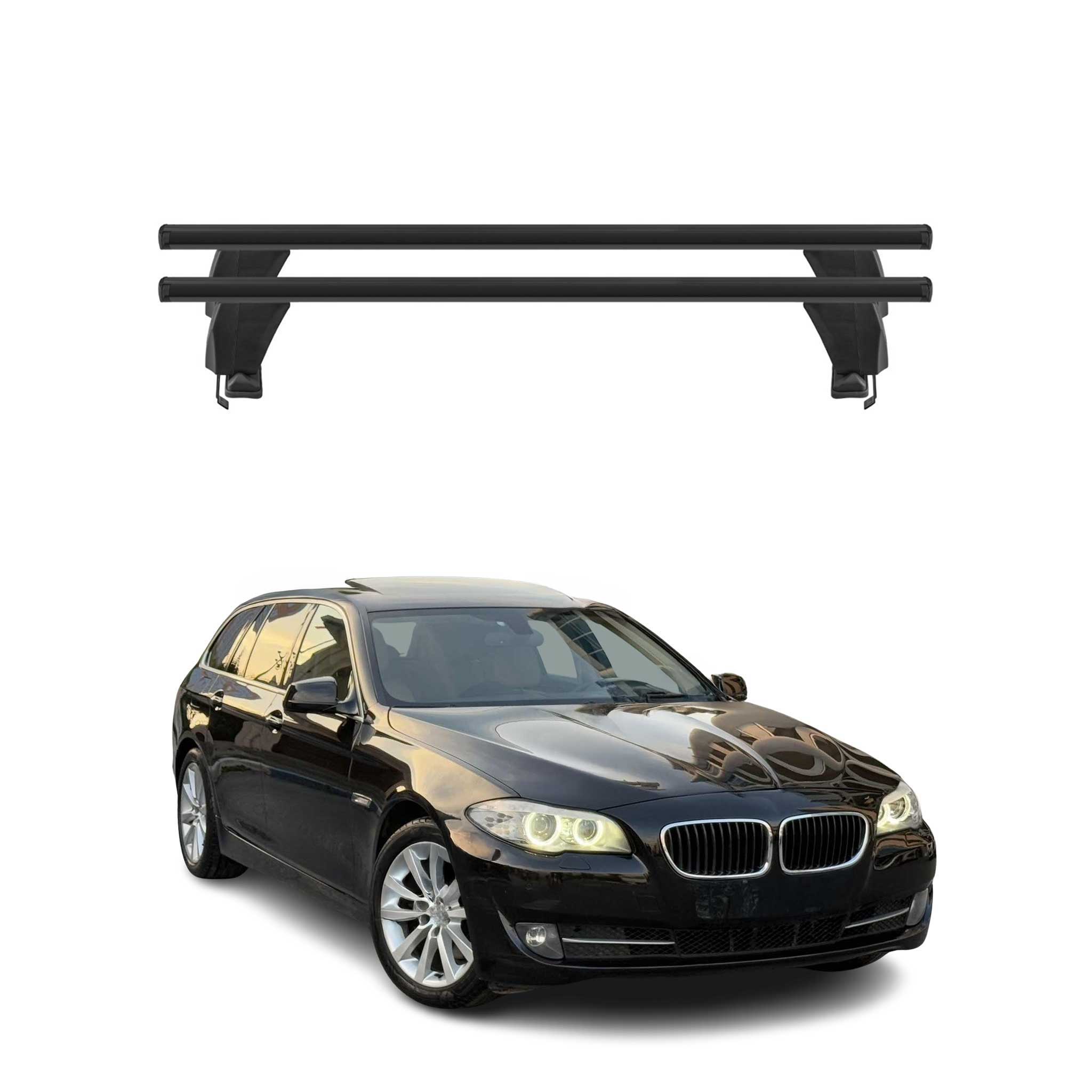 Omac Dachträger Querträger Alu Für Bmw 5er F11 Touring 2009-2017 – Abschließbar – T-nut – City-crash-getestet – Max. 50 Kg Schwarz