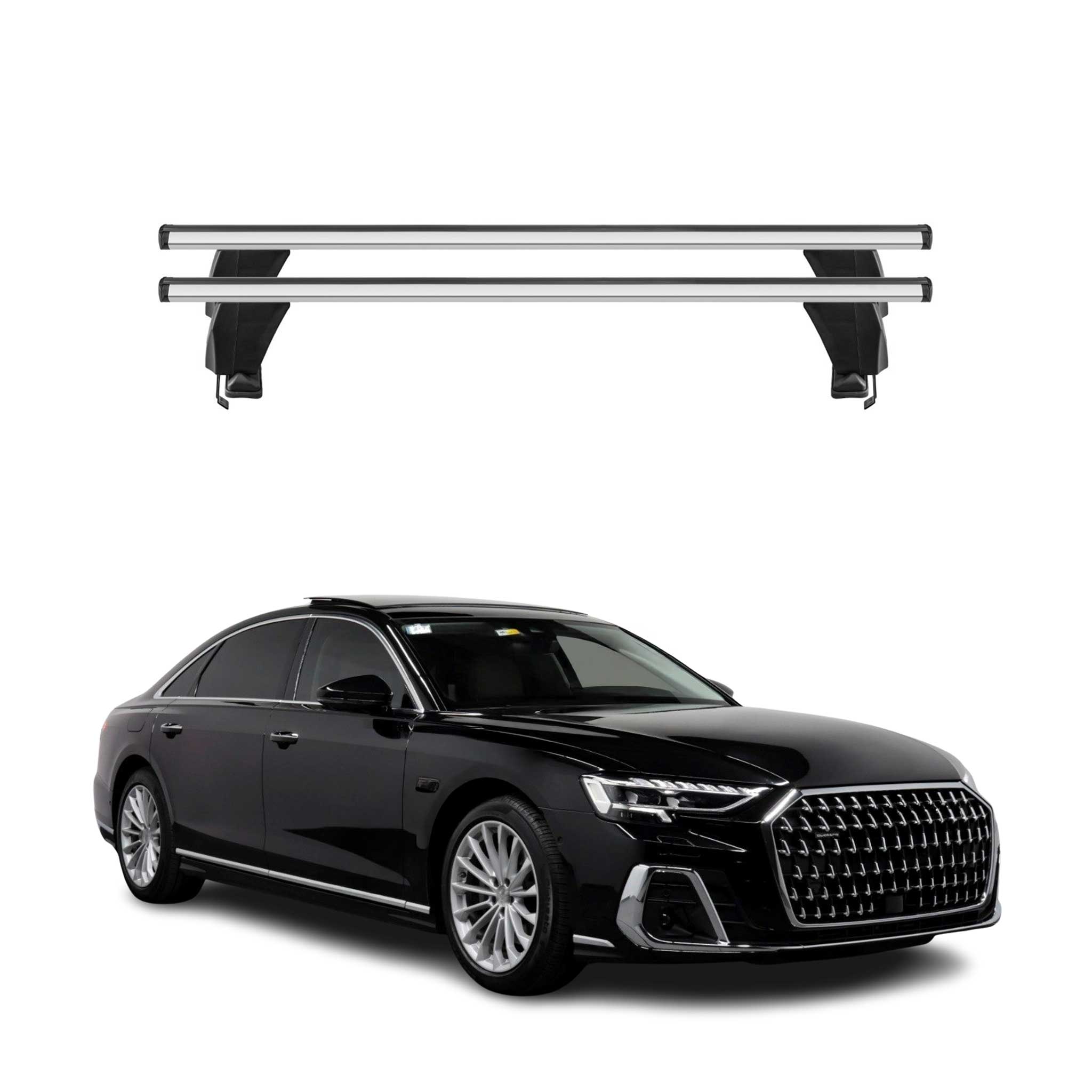 Omac Dachträger Querträger Alu Für Audi A8 Limo 2018-2026 – Abschließbar – T-nut – City-crash-getestet – Max. 50 Kg Silber