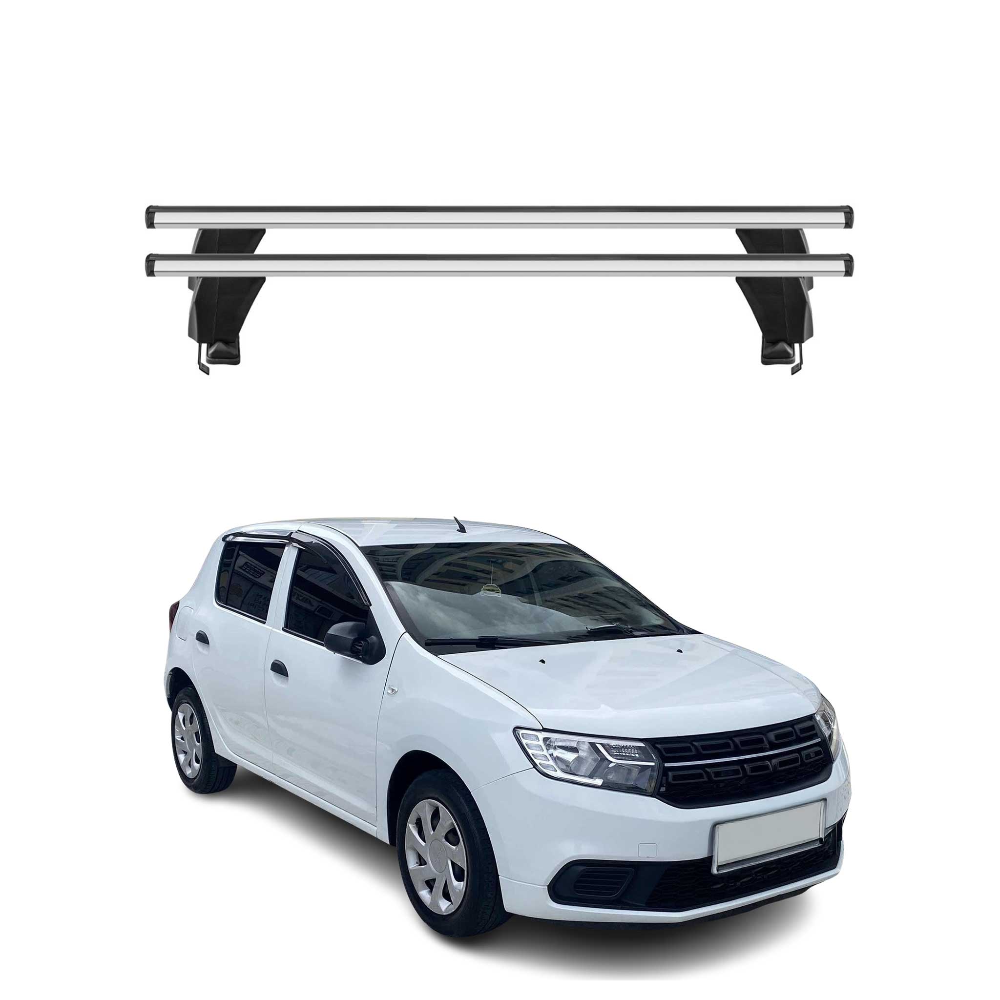 Omac Dachträger Querträger Alu Für Dacia Sandero 2012-2020 – Abschließbar – T-nut – City-crash-getestet – Max. 50 Kg Silber