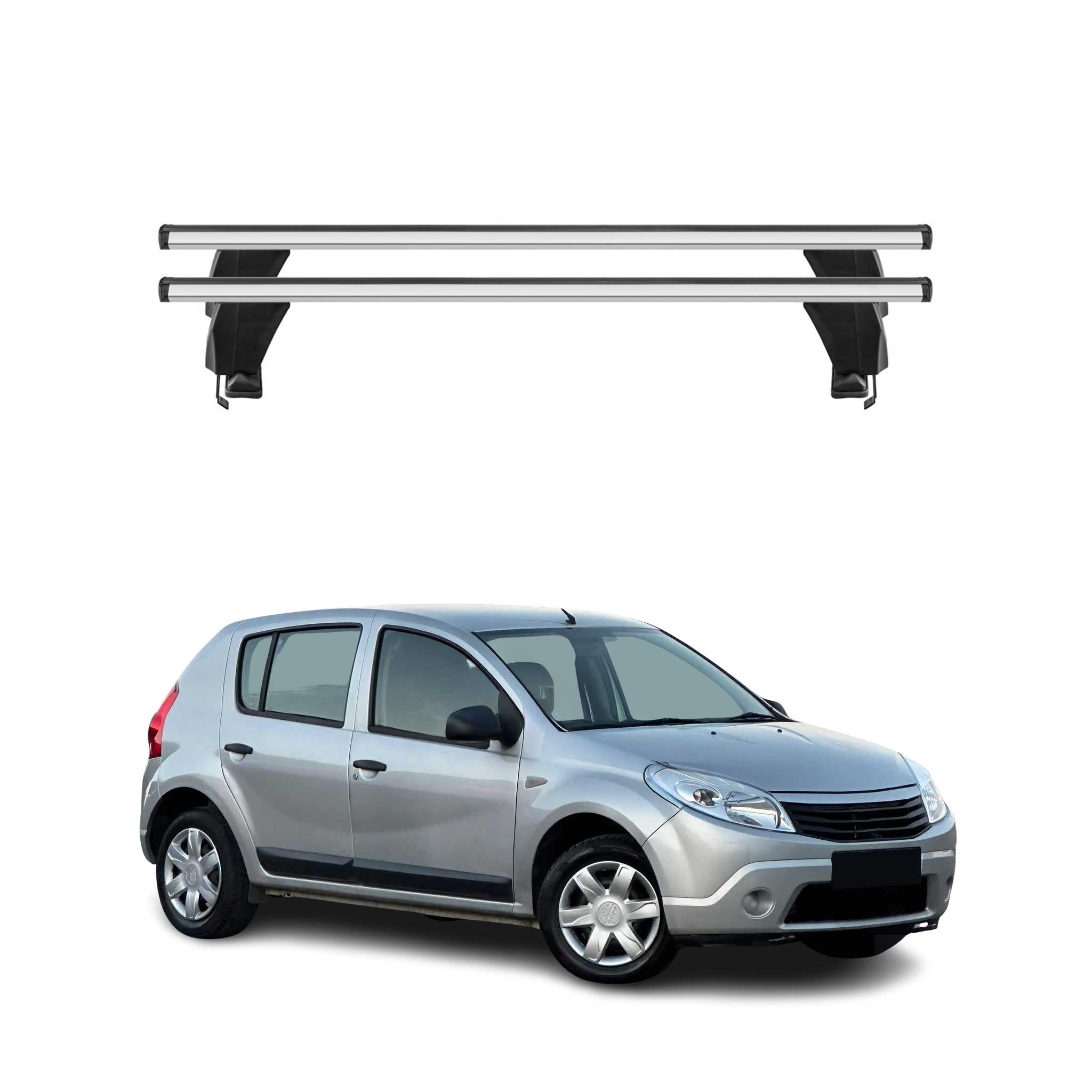 Omac Dachträger Querträger Alu Für Dacia Sandero 2008-2012 – Abschließbar – T-nut – City-crash-getestet – Max. 50 Kg Silber