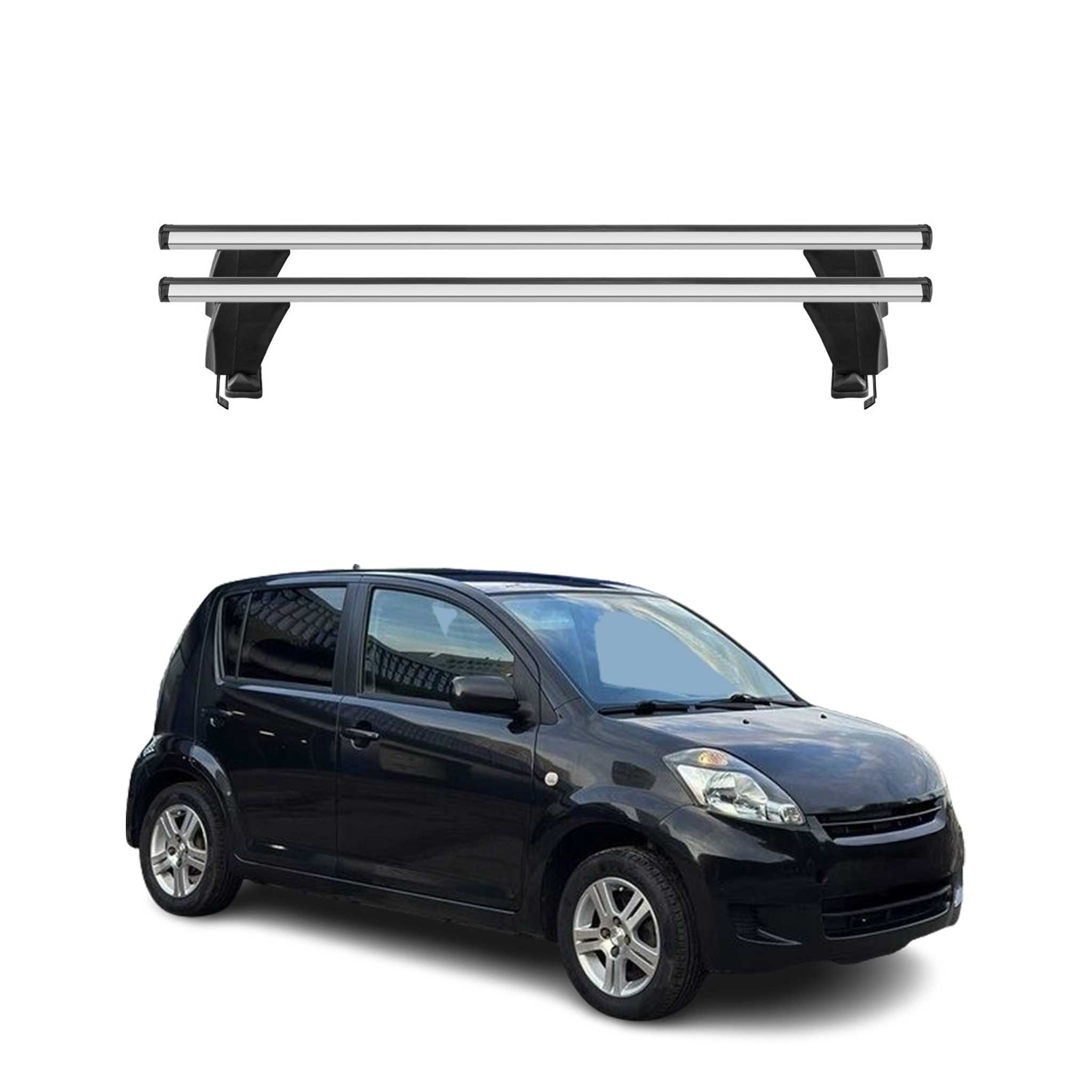 Omac Dachträger Querträger Alu Für Daihatsu Sirion M300 2005-2015 – Abschließbar – T-nut – City-crash-getestet – Max. 50 Kg Silber