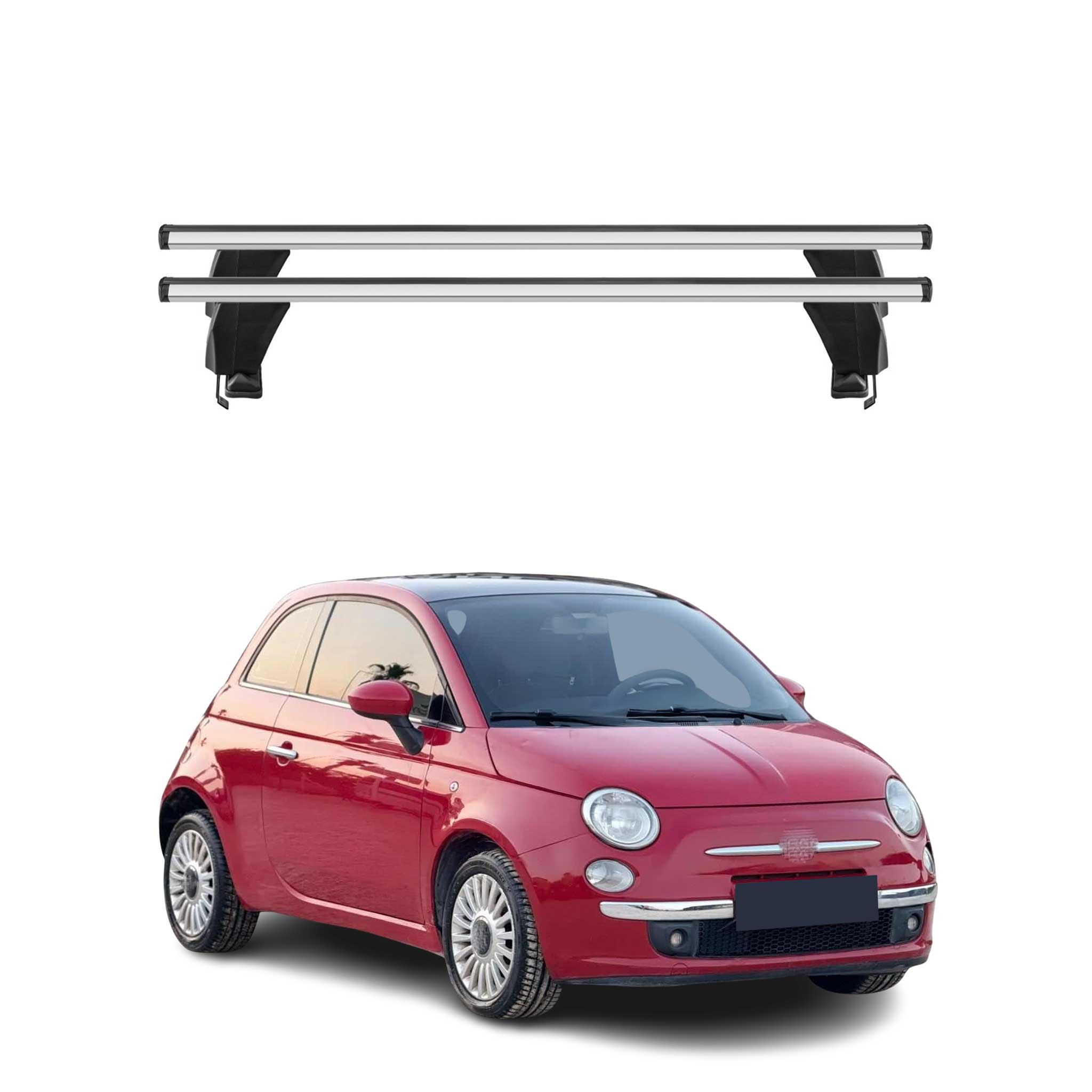 Omac Dachträger Querträger Alu Für Fiat 500 2007-2024 – Abschließbar – T-nut – City-crash-getestet – Max. 50 Kg Silber