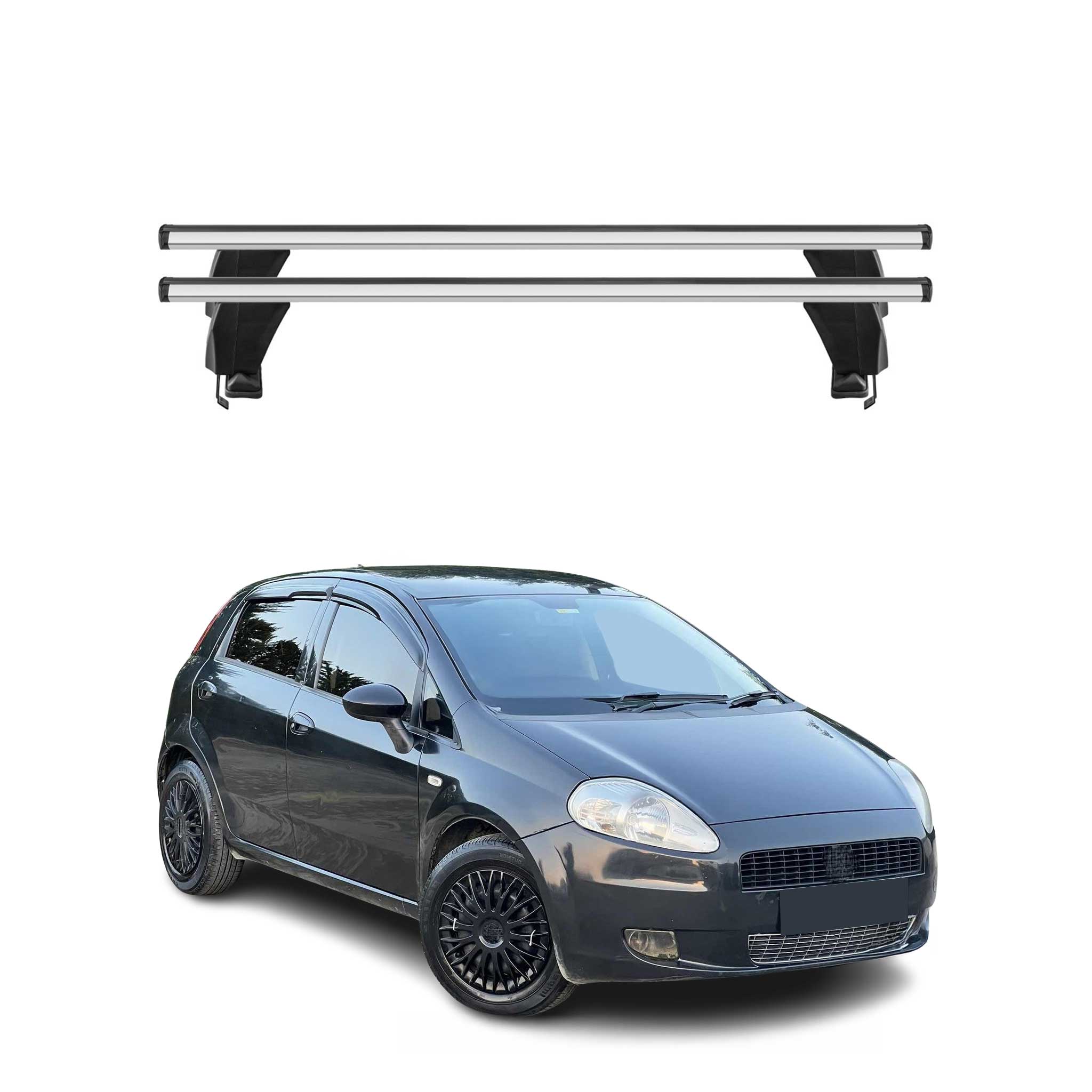Omac Dachträger Querträger Alu Für Fiat Grande Punto 2005-2012 3tür – Abschließbar – T-nut – City-crash-getestet – Max. 50 Kg Silber