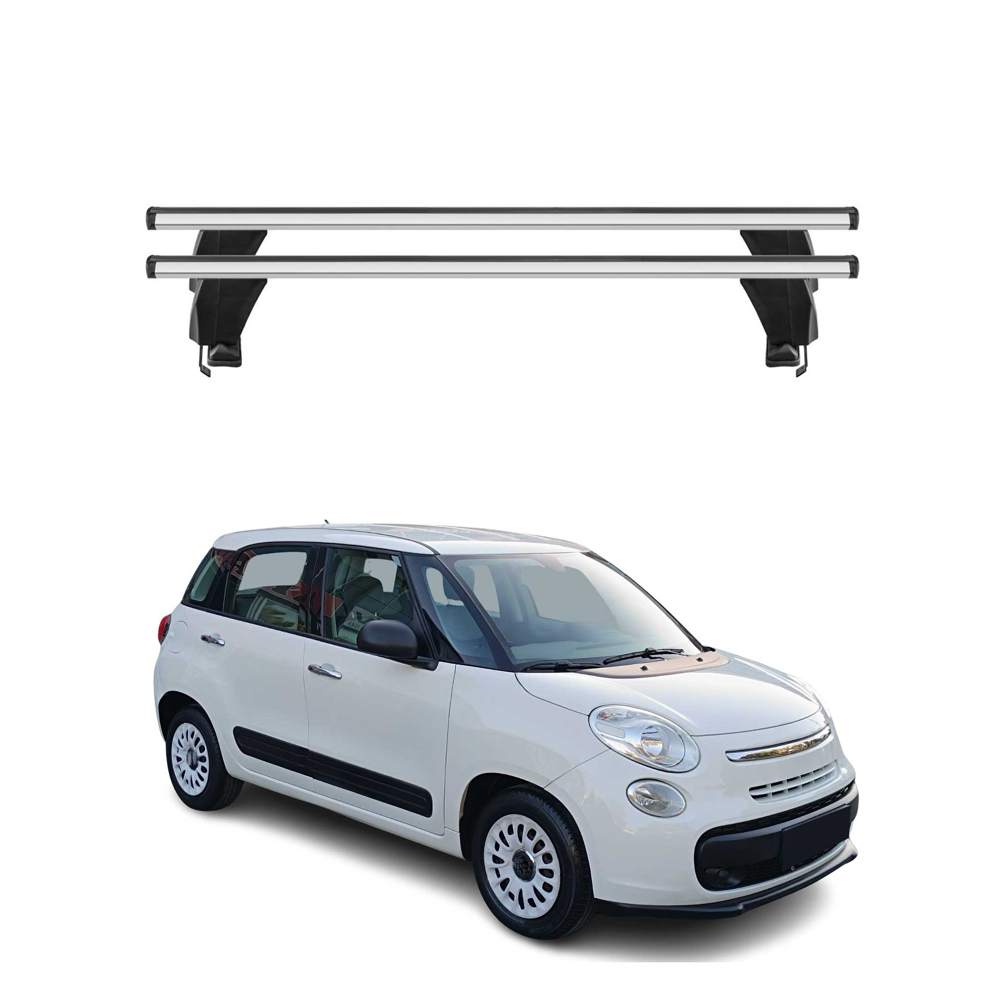 Omac Dachträger Querträger Alu Für Fiat 500l 2012-2022 – Abschließbar – T-nut – City-crash-getestet – Max. 50 Kg Silber