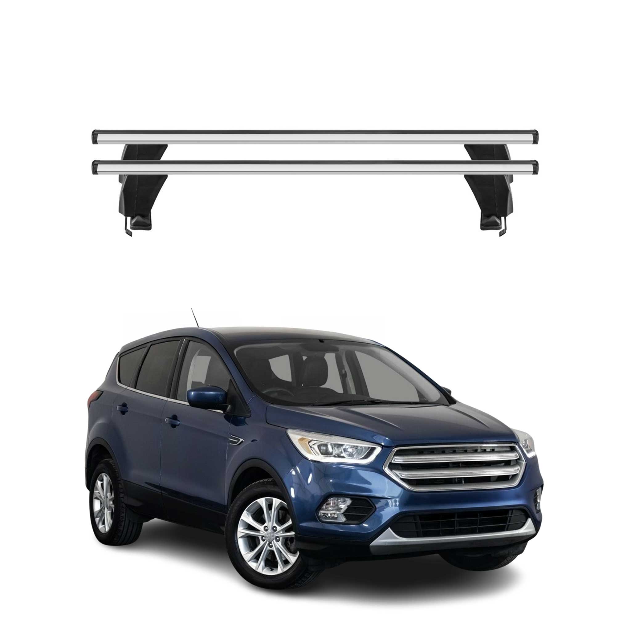 Omac Dachträger Querträger Alu Für Ford Escape 2013-2019 – Abschließbar – T-nut – City-crash-getestet – Max. 50 Kg Silber