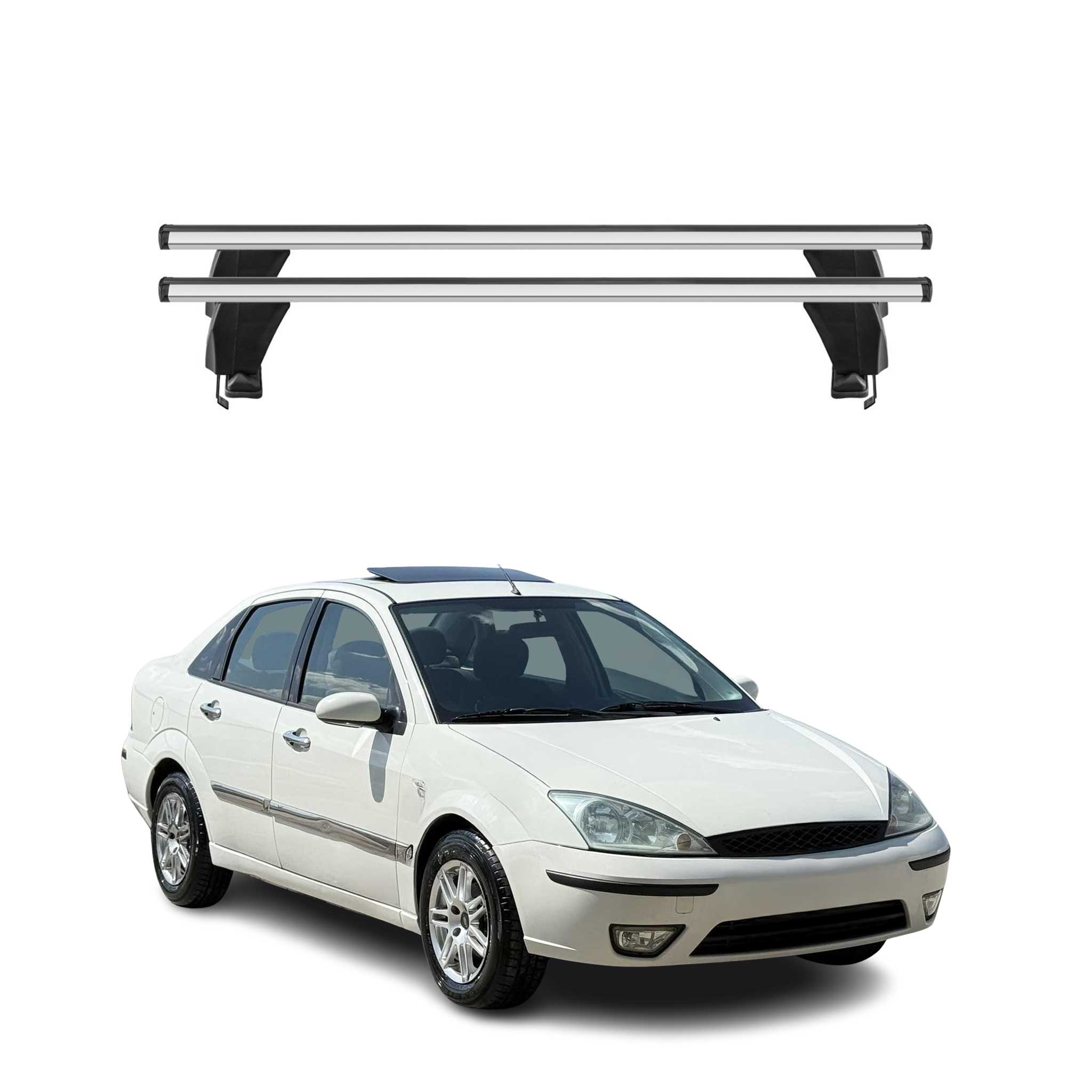 Omac Dachträger Querträger Alu Für Ford Focus I 1998-2005 – Abschließbar – T-nut – City-crash-getestet – Max. 50 Kg Silber