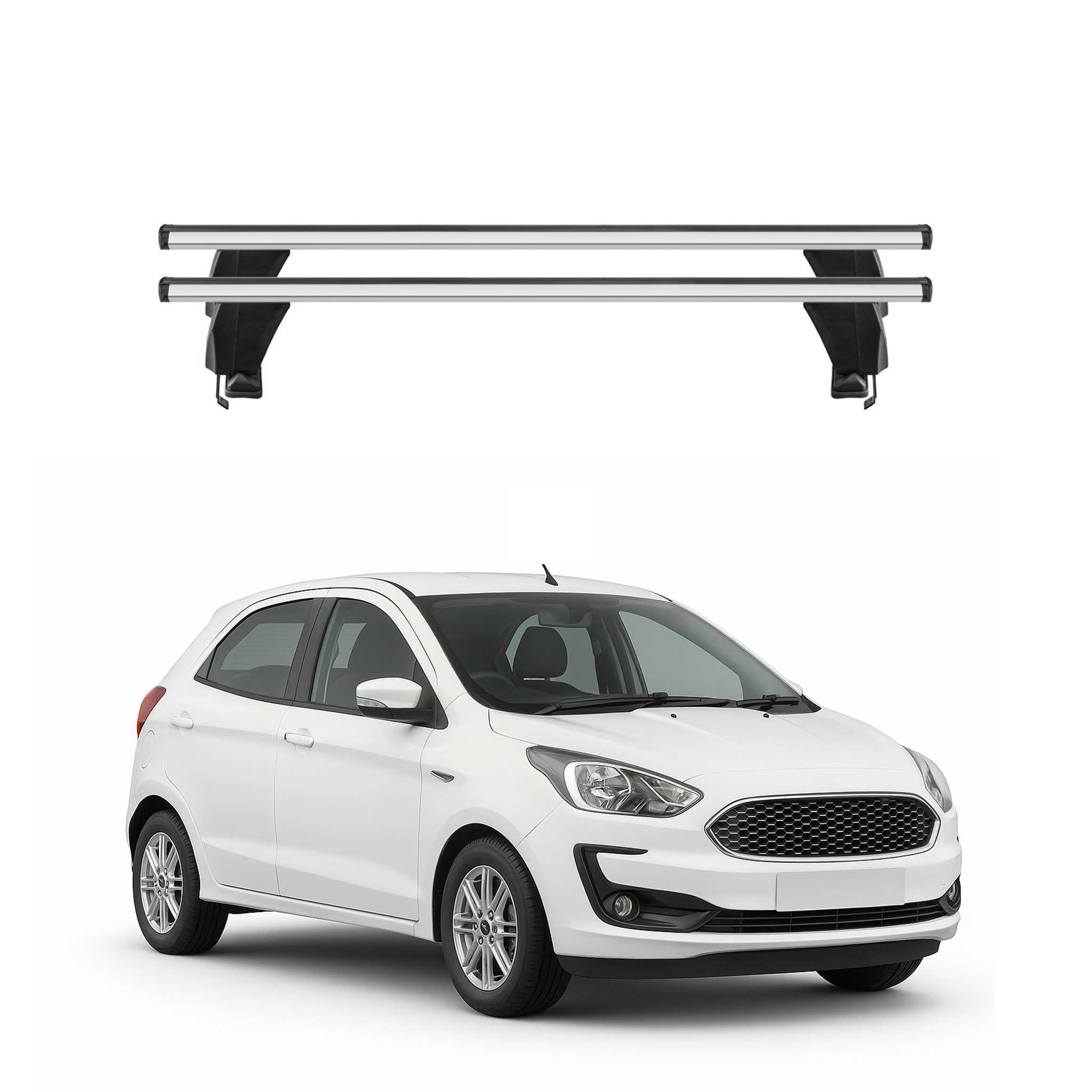 Omac Dachträger Querträger Alu Für Ford Ka+ 2016-2019 – Abschließbar – T-nut – City-crash-getestet – Max. 50 Kg Silber