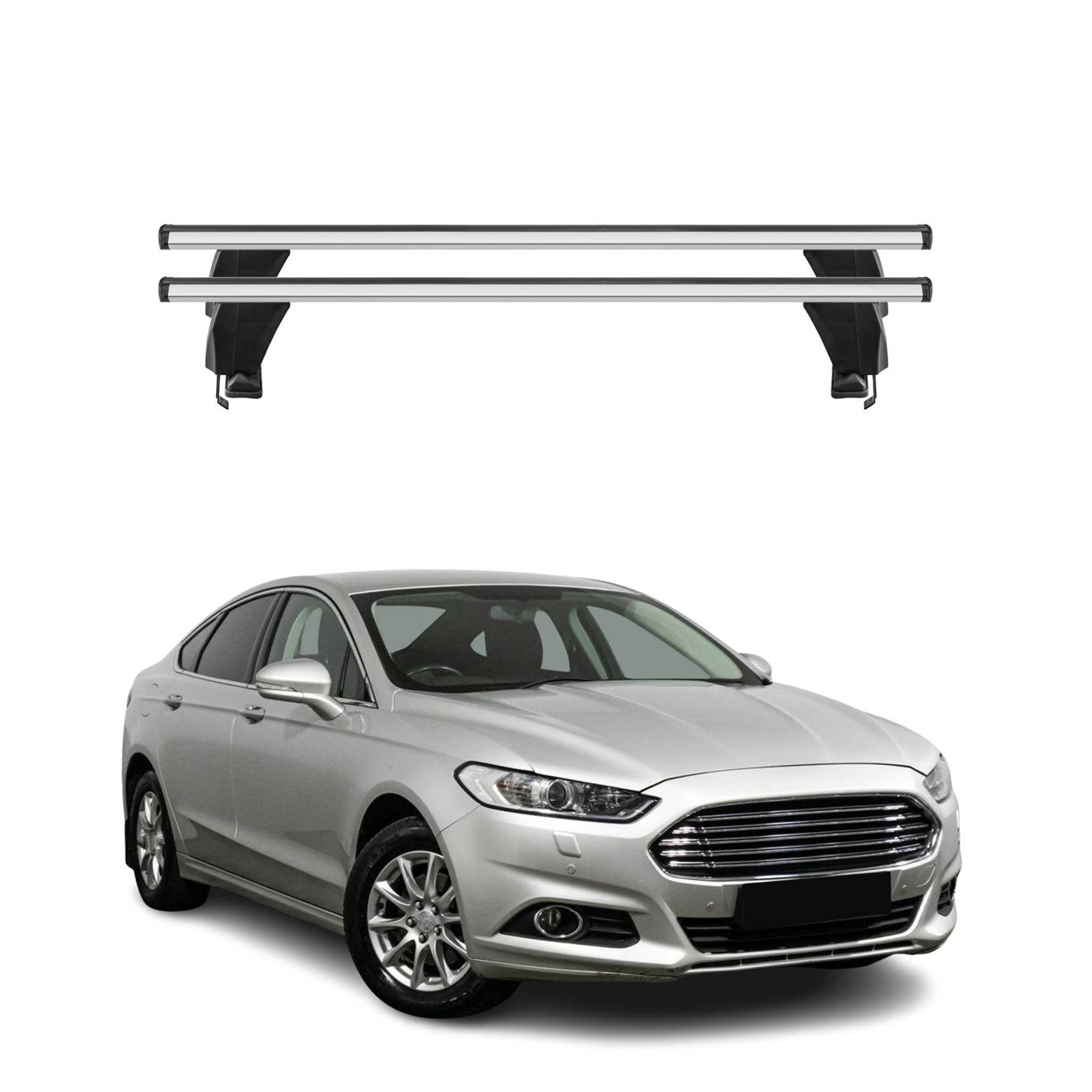 Omac Dachträger Querträger Alu Für Ford Mondeo Iv Limo Liftback 2014-2022 – Abschließbar – T-nut – City-crash-getestet – Max. 50 Kg Silber