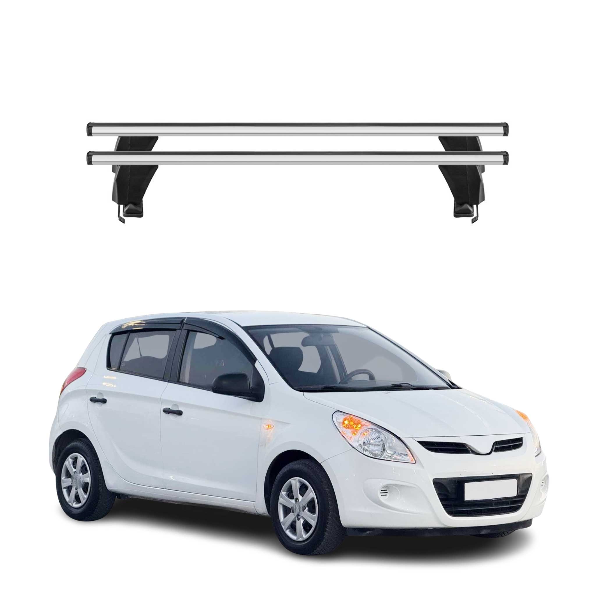 Omac Dachträger Querträger Alu Für Hyundai I20 I 2008-2014 – Abschließbar – T-nut – City-crash-getestet – Max. 50 Kg Silber