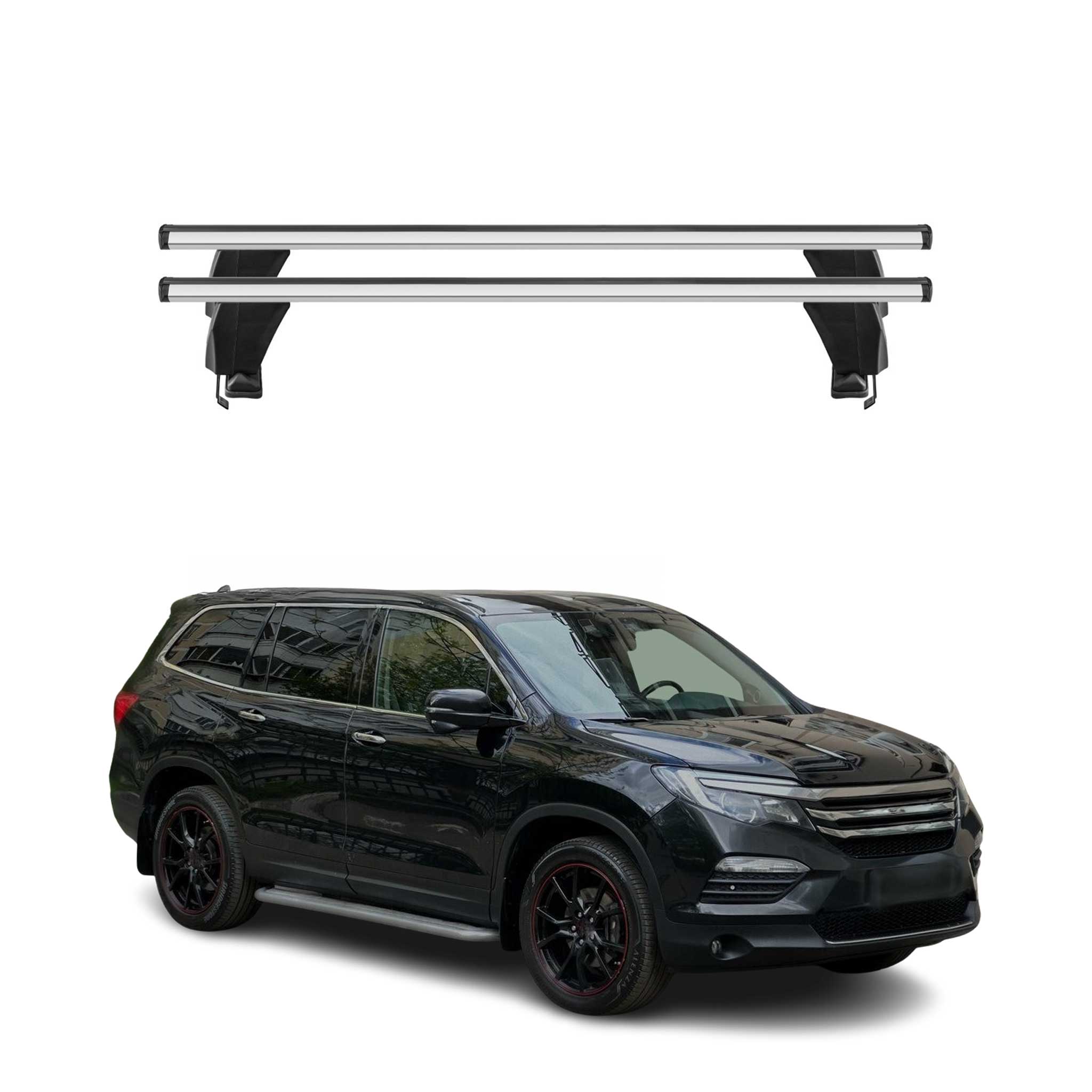 Omac Dachträger Querträger Alu Für Honda Pilot Iii 2016-2022 – Abschließbar – T-nut – City-crash-getestet – Max. 50 Kg Silber