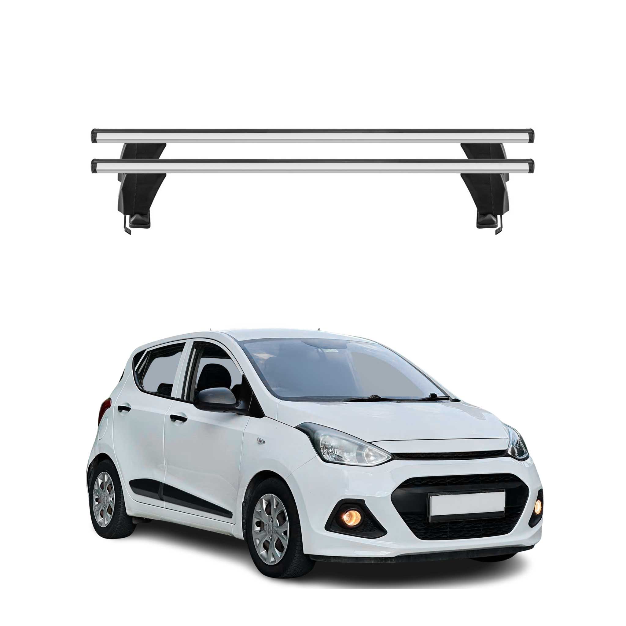 Omac Dachträger Querträger Alu Für Hyundai I10 Ii 2014-2019 – Abschließbar – T-nut – City-crash-getestet – Max. 50 Kg Silber