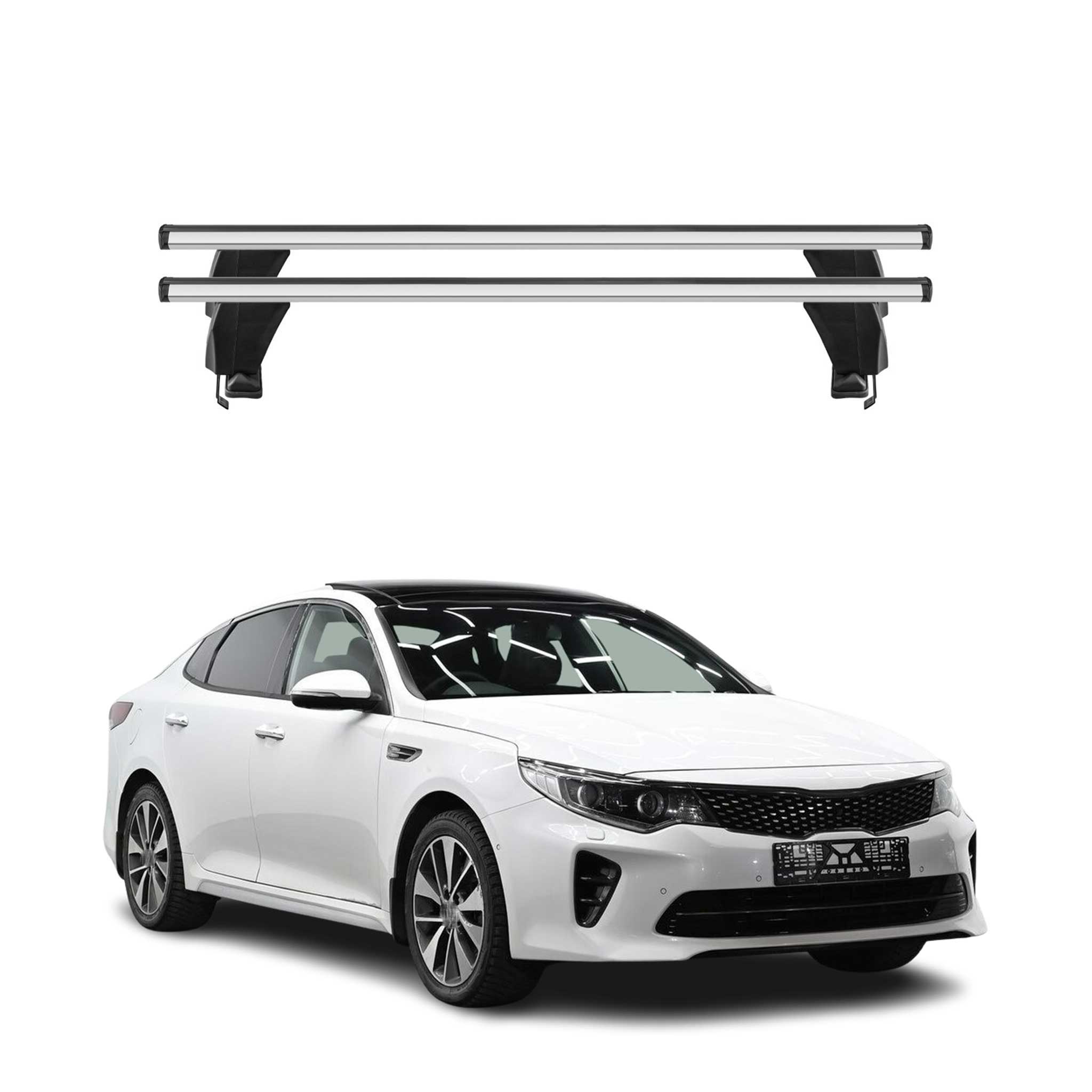 Omac Dachträger Querträger Alu Für Kia Optima 2015-2019 – Abschließbar – T-nut – City-crash-getestet – Max. 50 Kg Silber