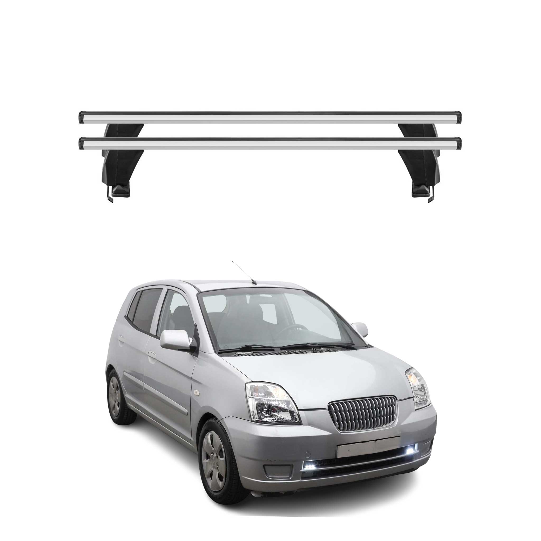 Omac Dachträger Querträger Alu Für Kia Picanto I 2004-2011 – Abschließbar – T-nut – City-crash-getestet – Max. 50 Kg Silber