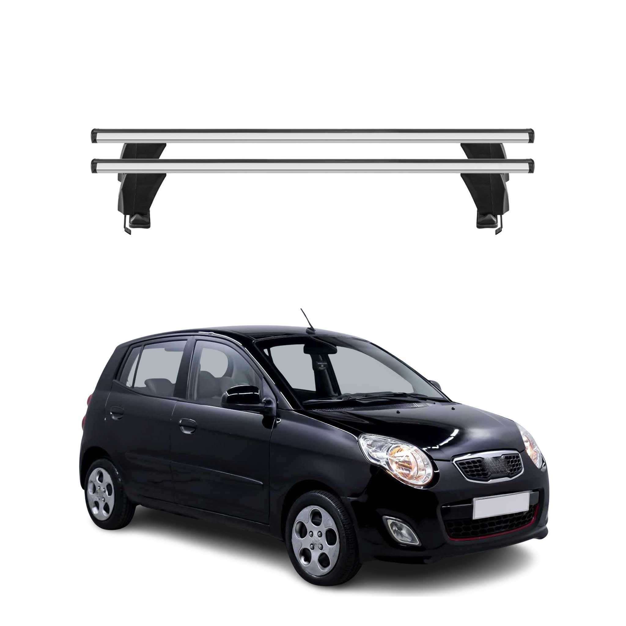 Omac Dachträger Querträger Alu Für Kia Picanto Ii 2011-2017 – Abschließbar – T-nut – City-crash-getestet – Max. 50 Kg Silber